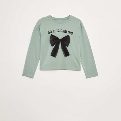 T-shirt manches longues avec sequins VERT