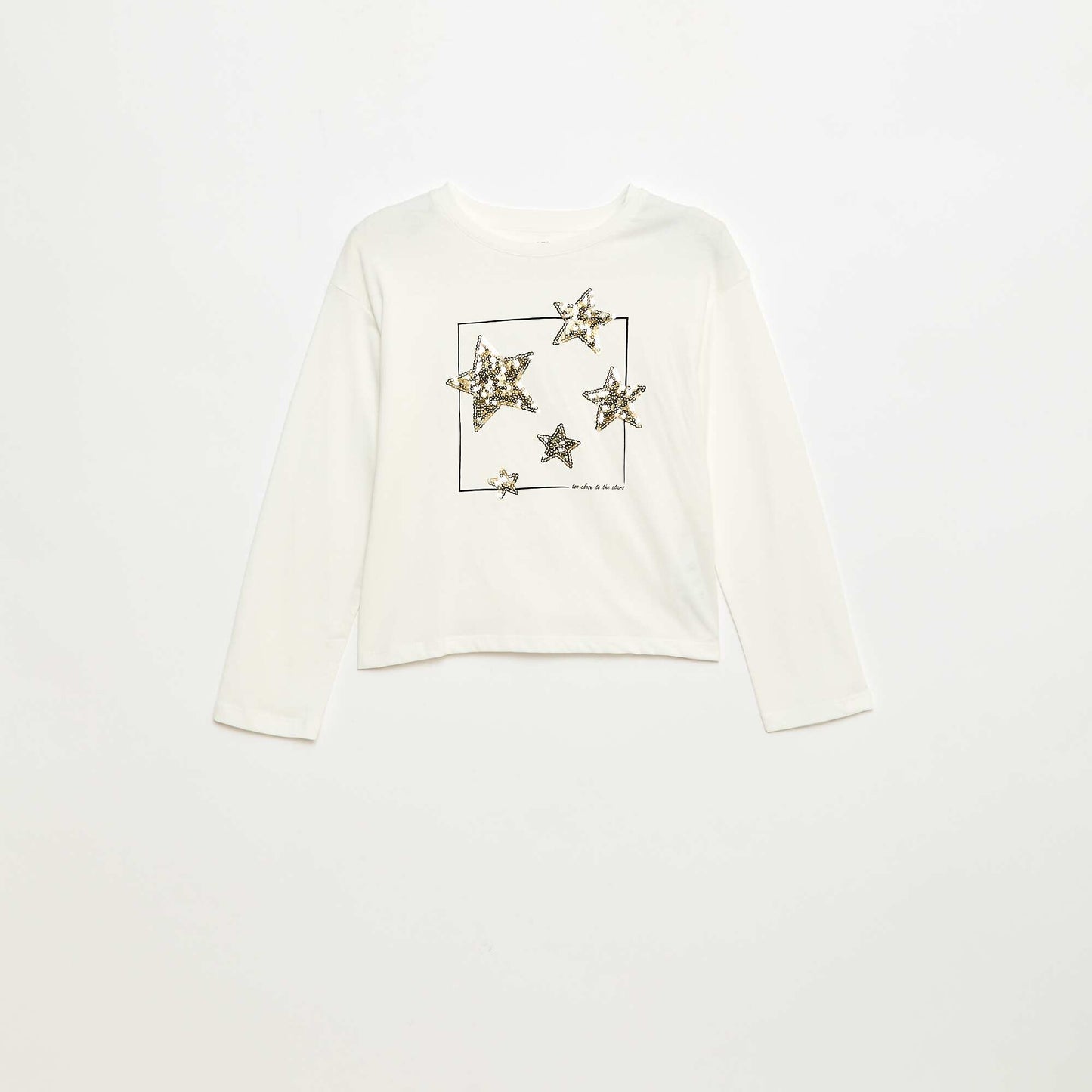 T-shirt manches longues avec sequins BEIGE