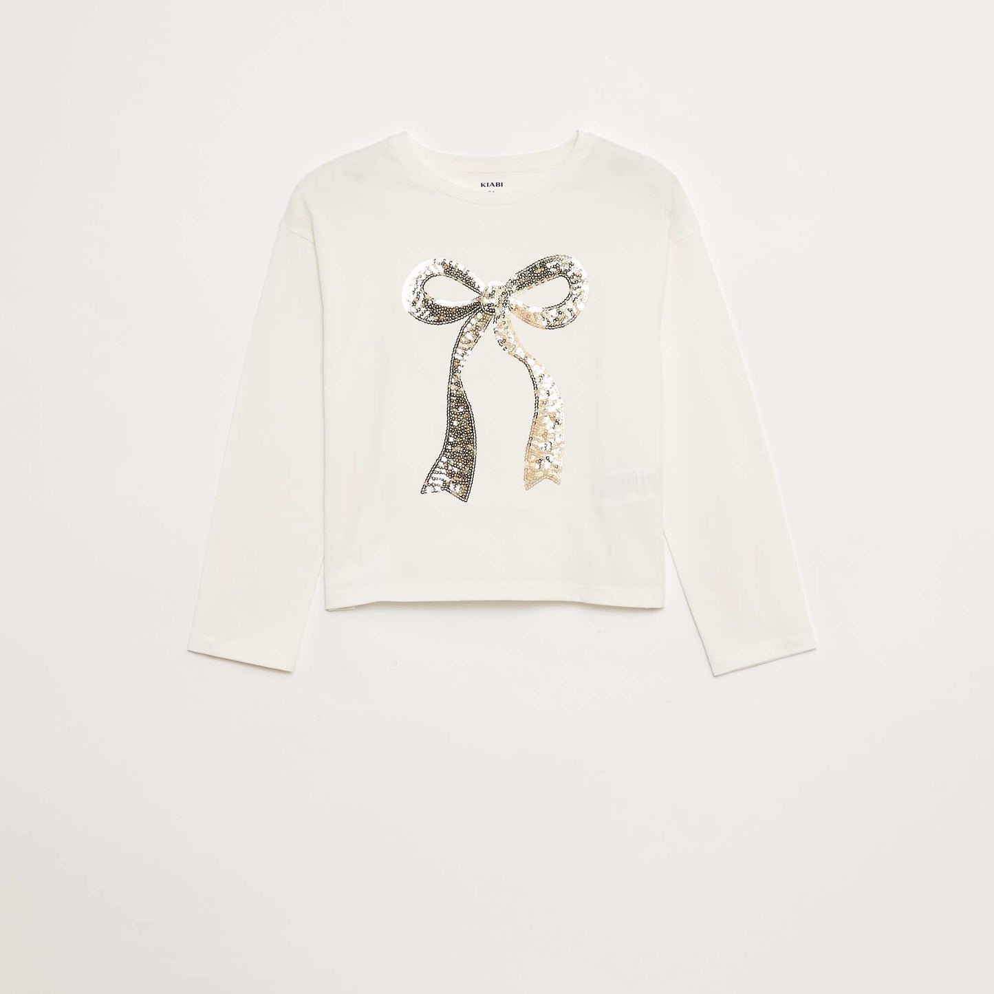 T-shirt manches longues avec sequins BLANC