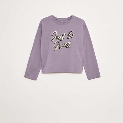 T-shirt manches longues avec sequins VIOLET