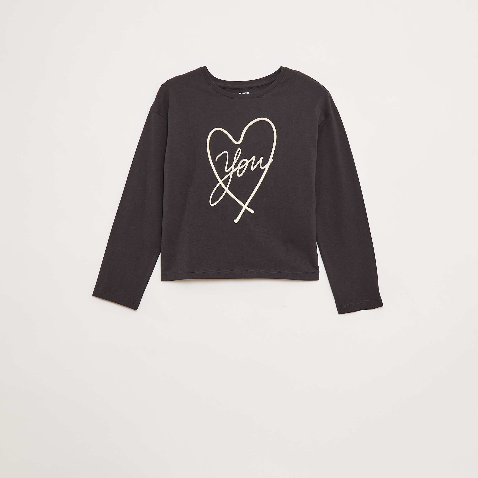 T-shirt manches longues avec sequins GRIS