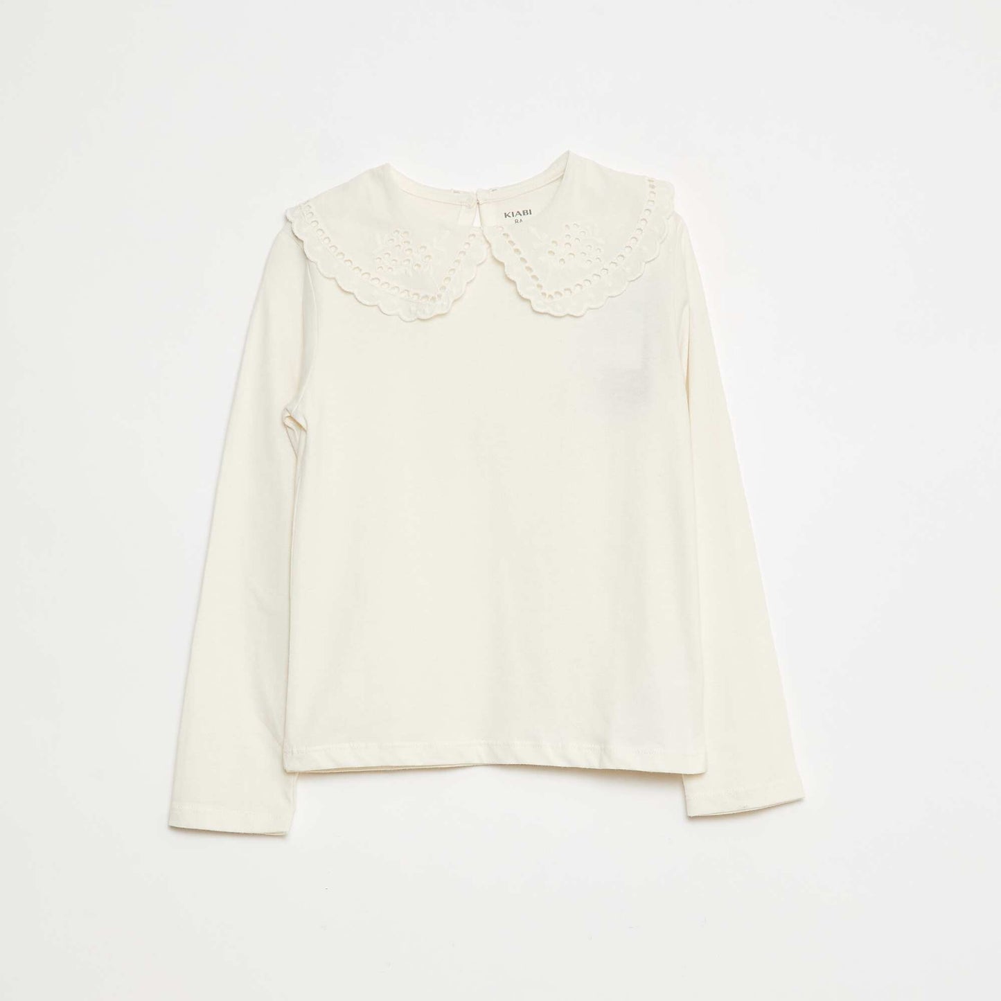 T-shirt en coton avec col brodé BLANC