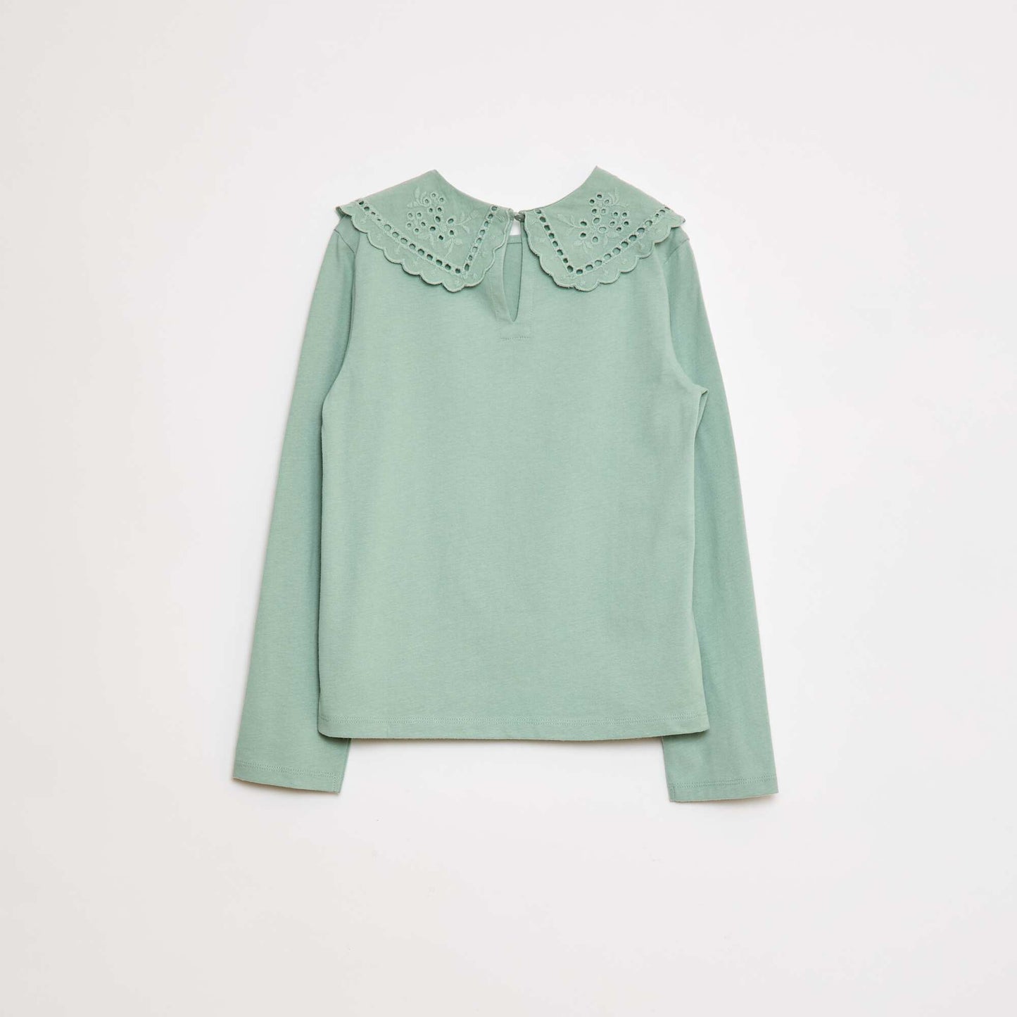 T-shirt en coton avec col brodé VERT
