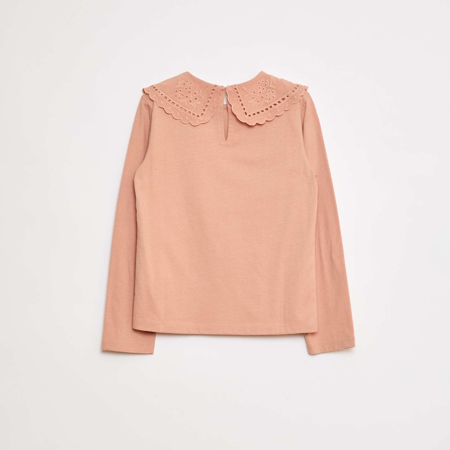 T-shirt en coton avec col brodé ROSE