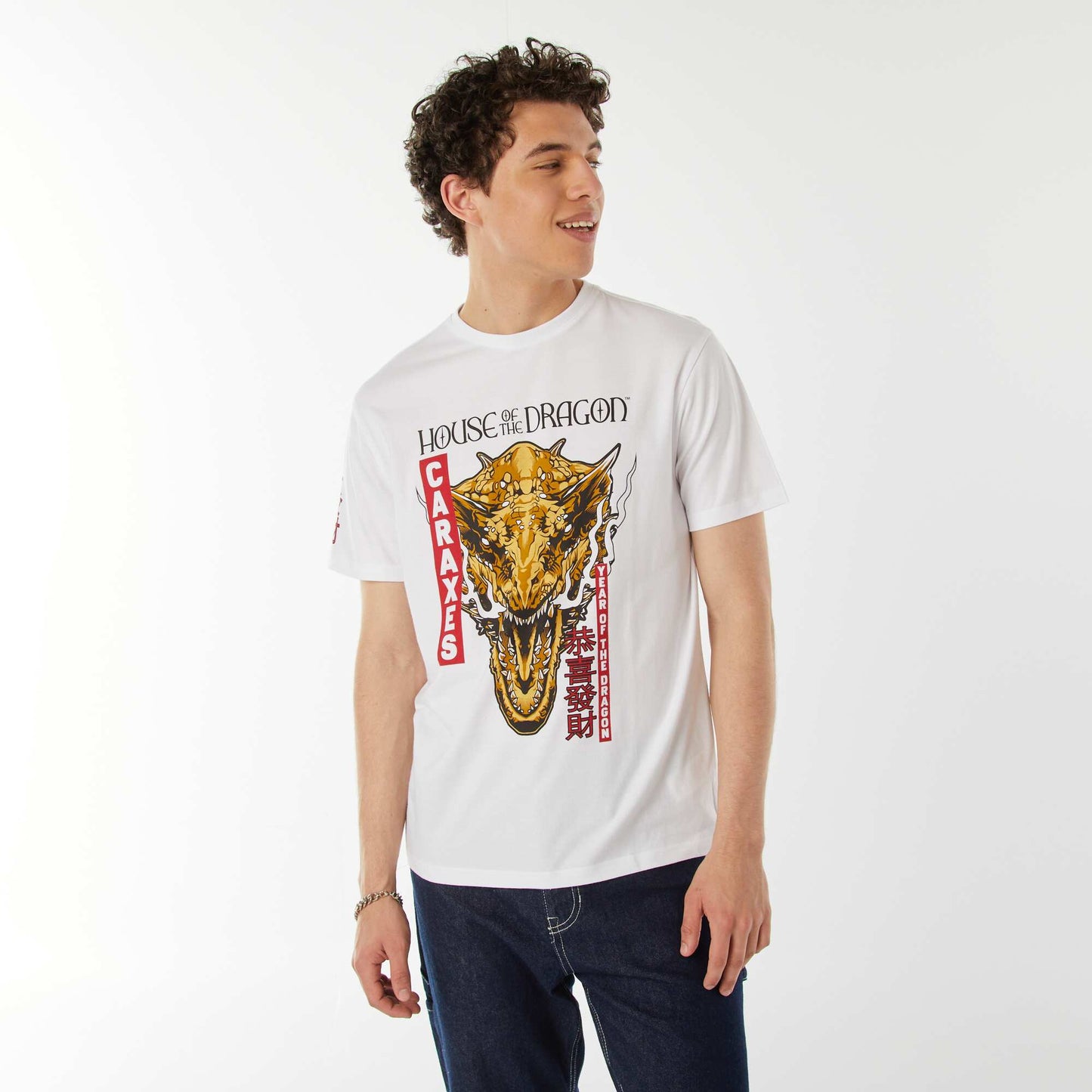 T-shirt 'House of the dragons' manches courtes BLANC