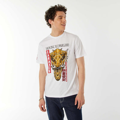 T-shirt 'House of the dragons' manches courtes BLANC