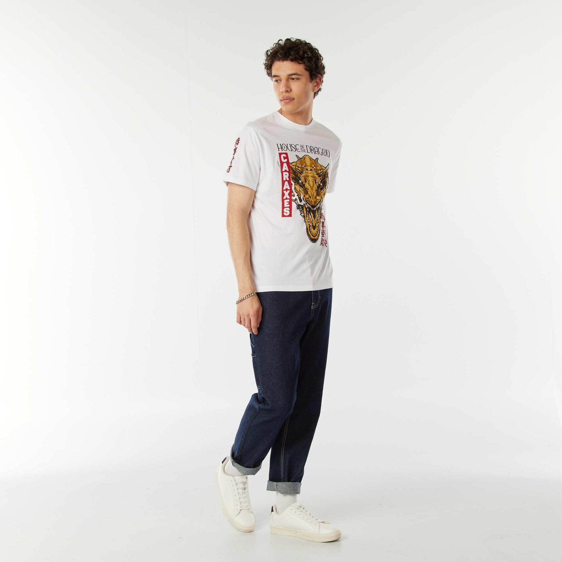T-shirt 'House of the dragons' manches courtes BLANC