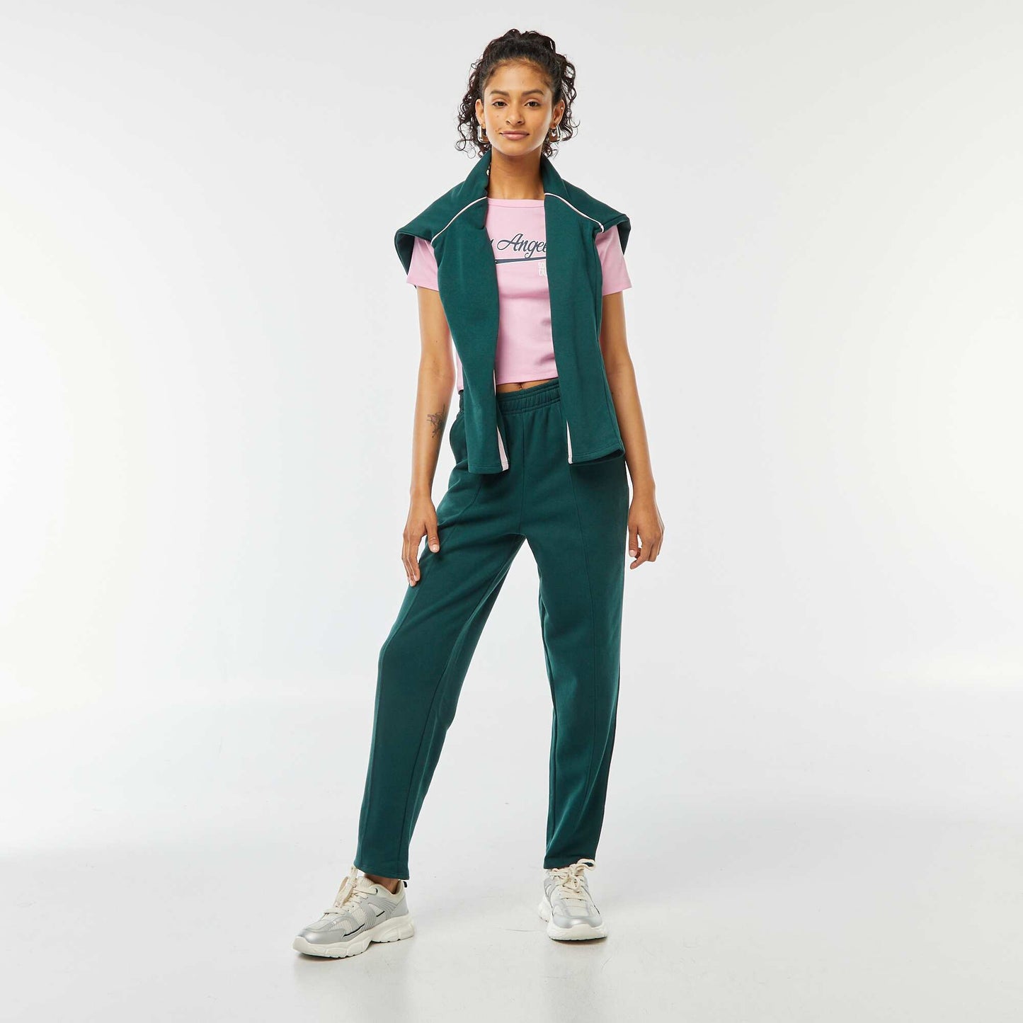 Tee-shirt cropped inscription américaine ROSE