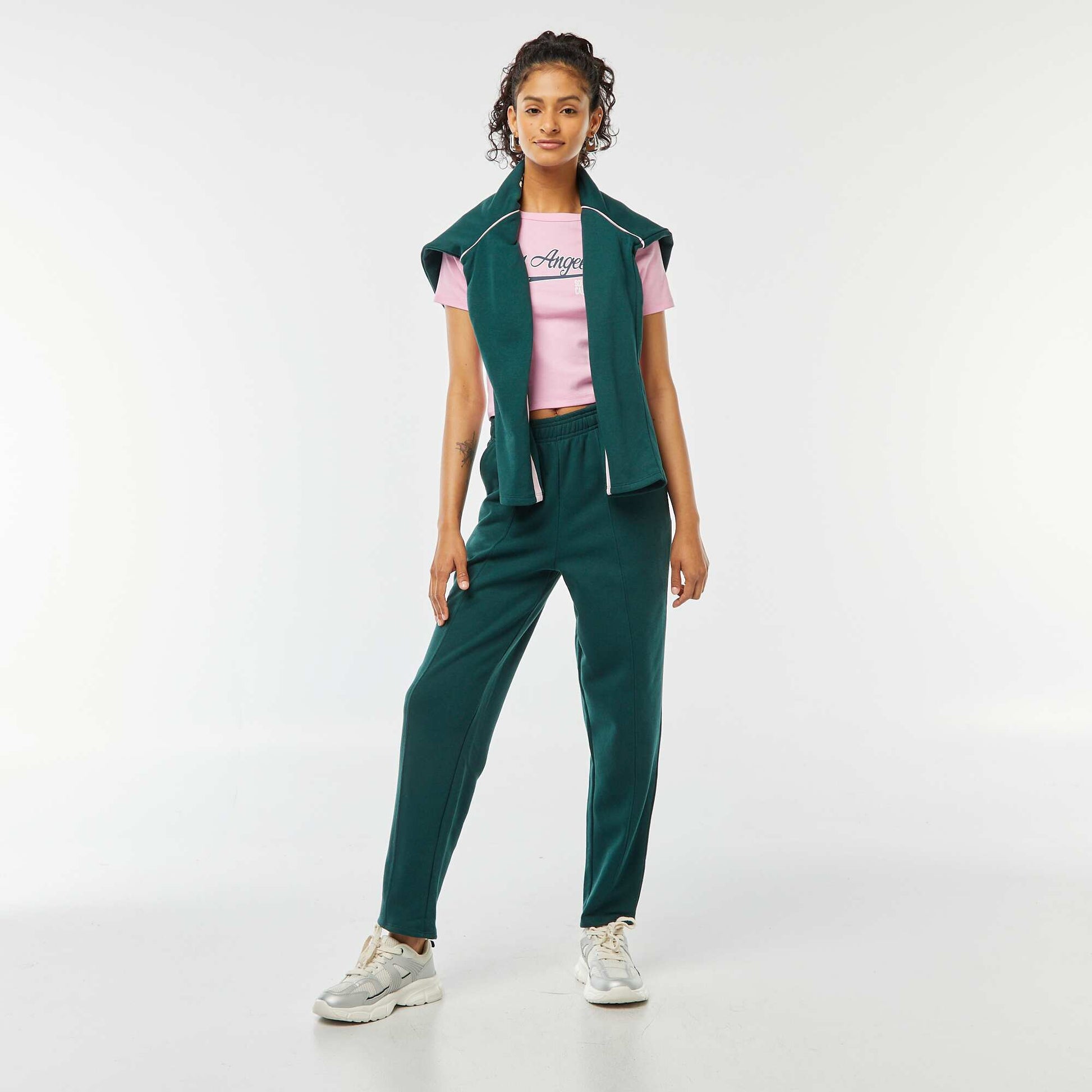 Tee-shirt cropped inscription américaine ROSE