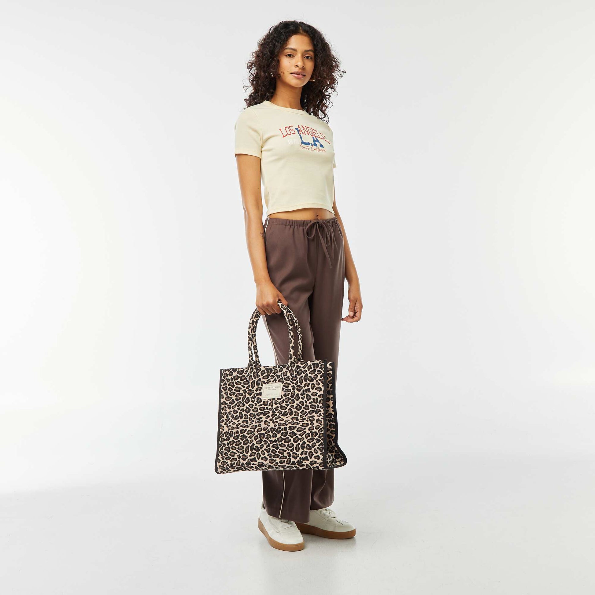 Tee-shirt cropped inscription américaine JAUNE