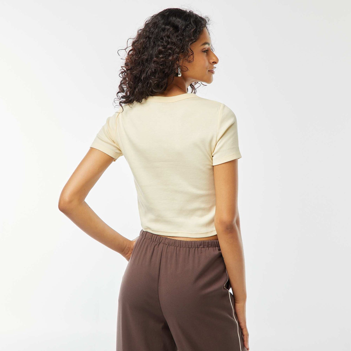 Tee-shirt cropped inscription américaine JAUNE