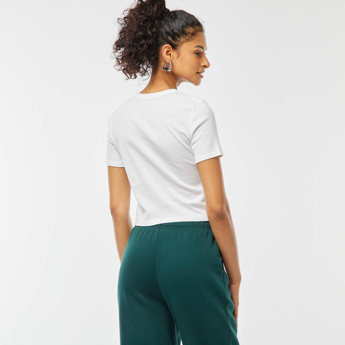 Tee-shirt cropped inscription américaine BLANC