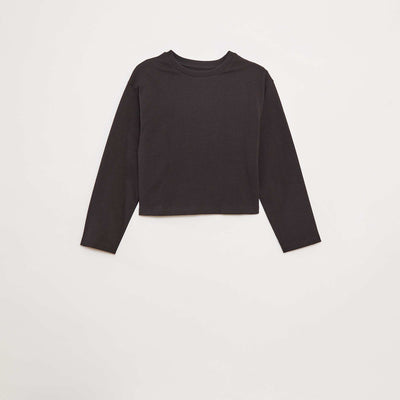 T-shirt en jersey manches longues NOIR