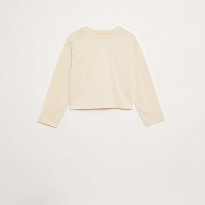 T-shirt en jersey manches longues BEIGE