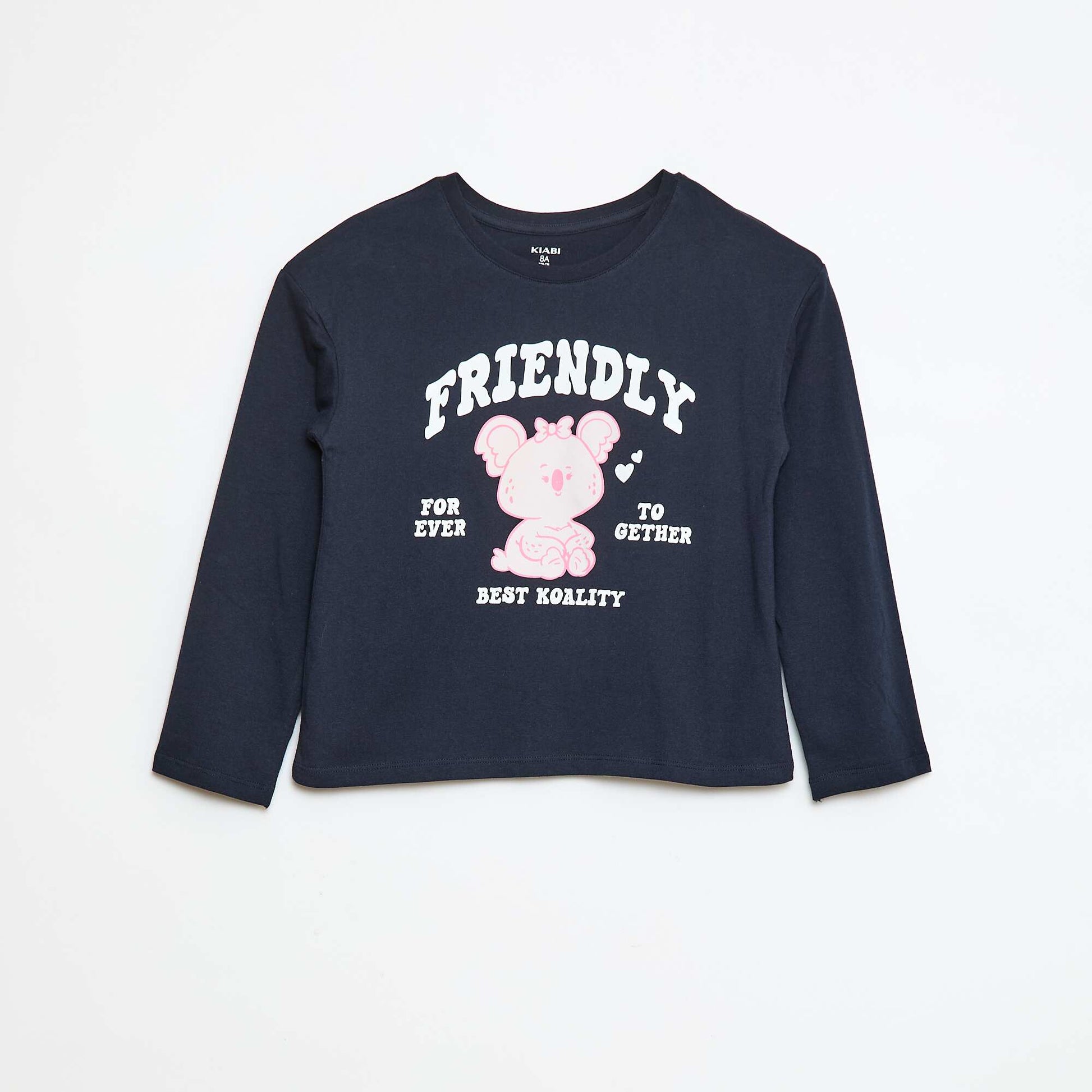 T-shirt imprimé manches longues BLEU MARINE