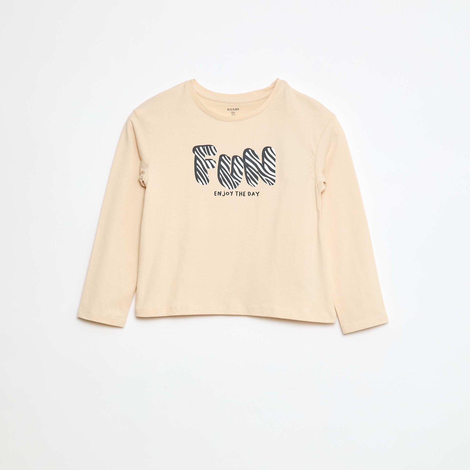 T-shirt imprimé manches longues BEIGE