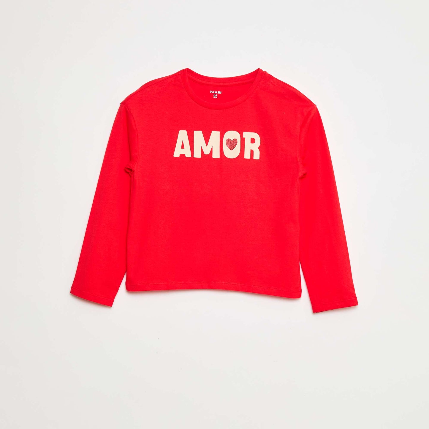 T-shirt imprimé manches longues ROUGE