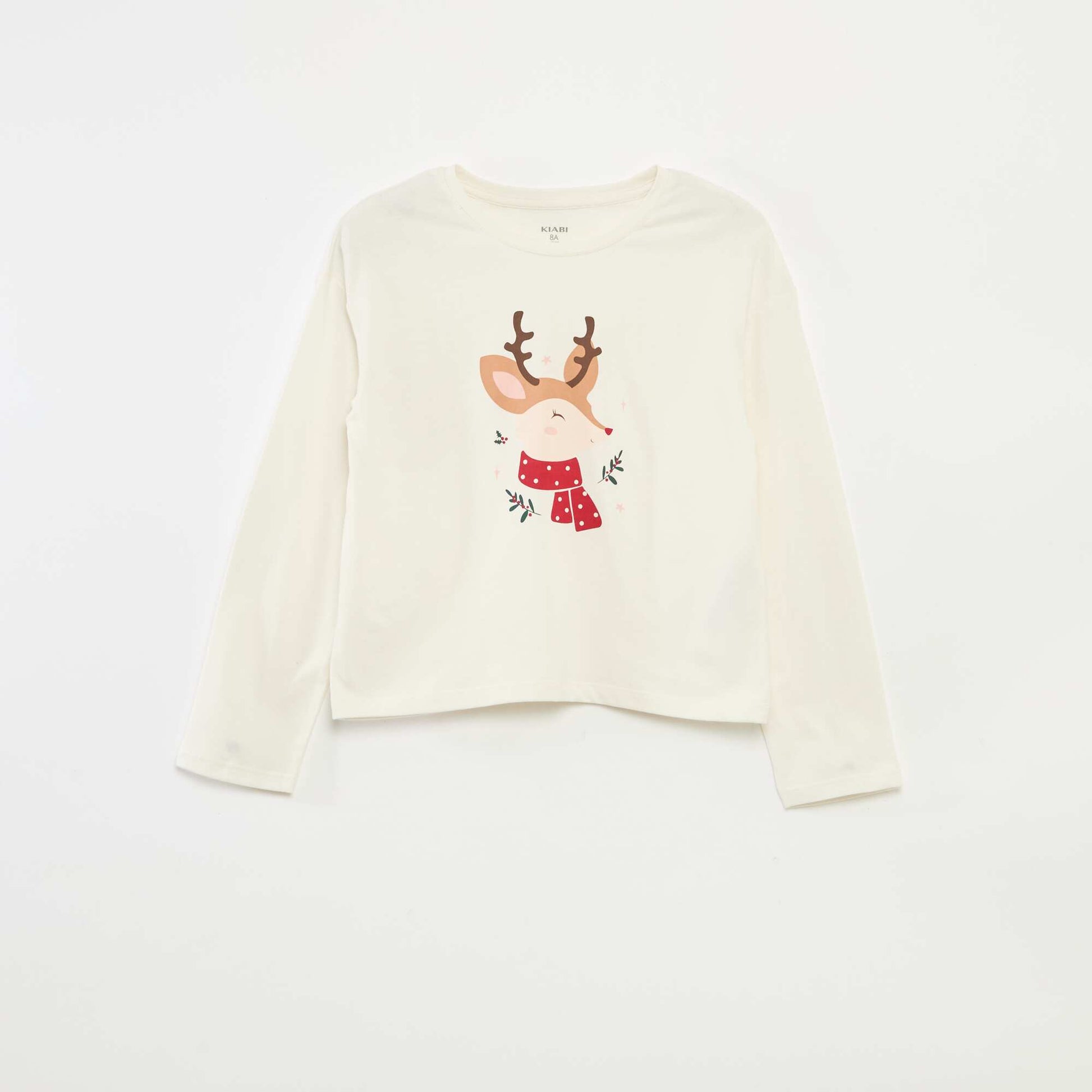 T-shirt imprimé manches longues BLANC