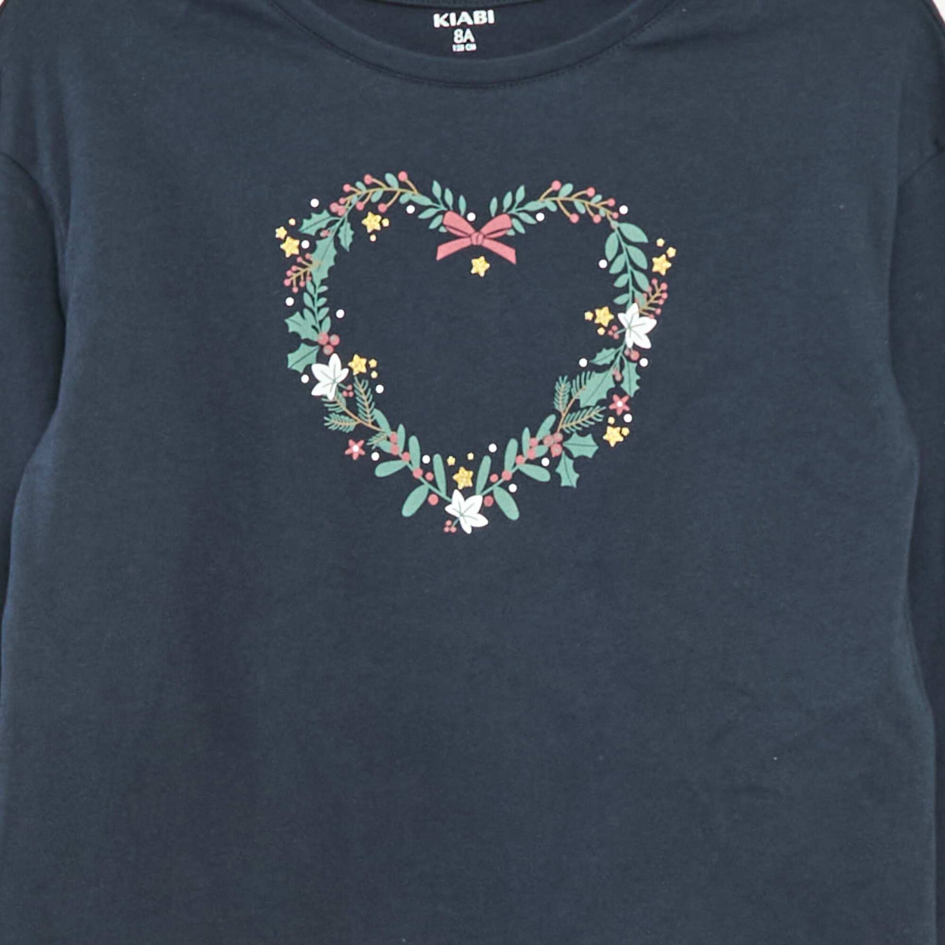 T-shirt imprimé manches longues BLEU
