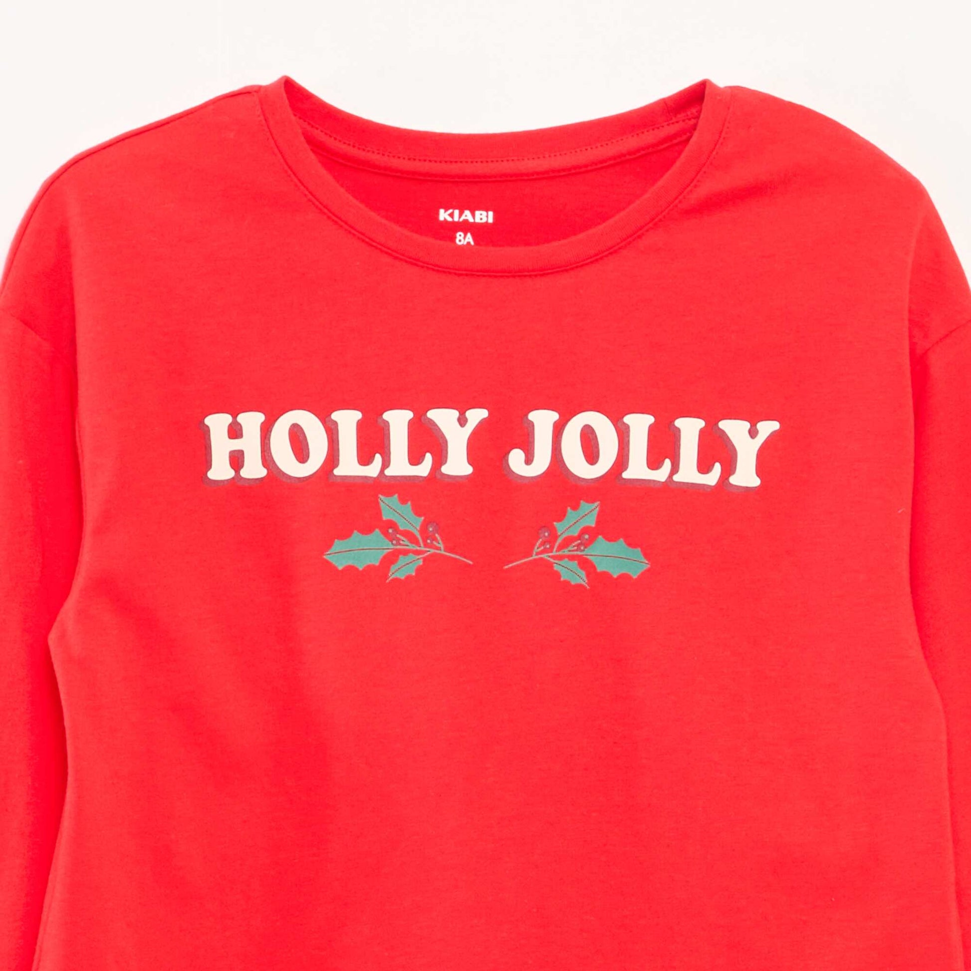 T-shirt imprimé manches longues ROUGE