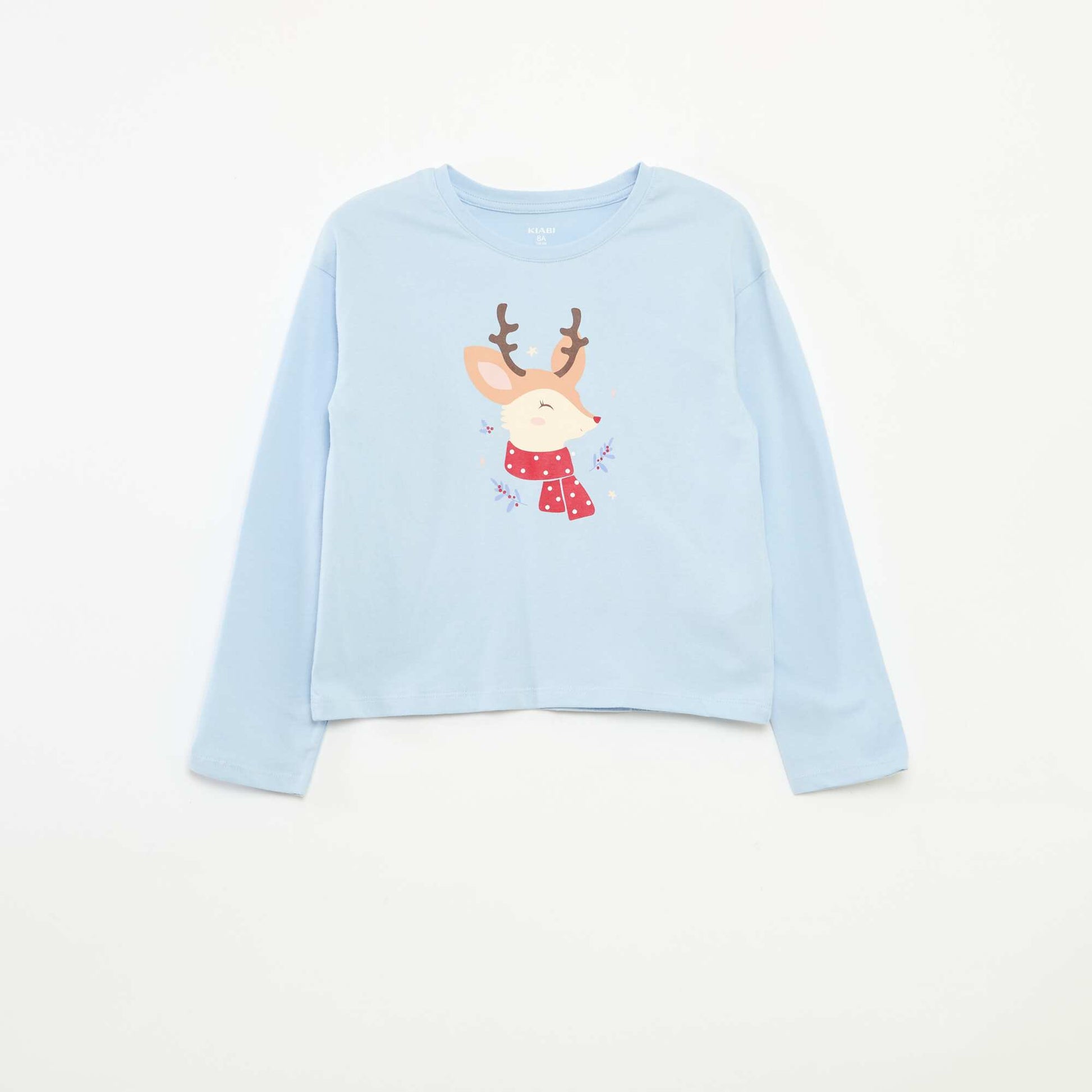 T-shirt imprimé manches longues BLEU