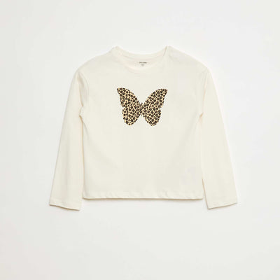 T-shirt imprimé manches longues BLANC