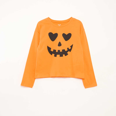 T-shirt imprimé manches longues ORANGE