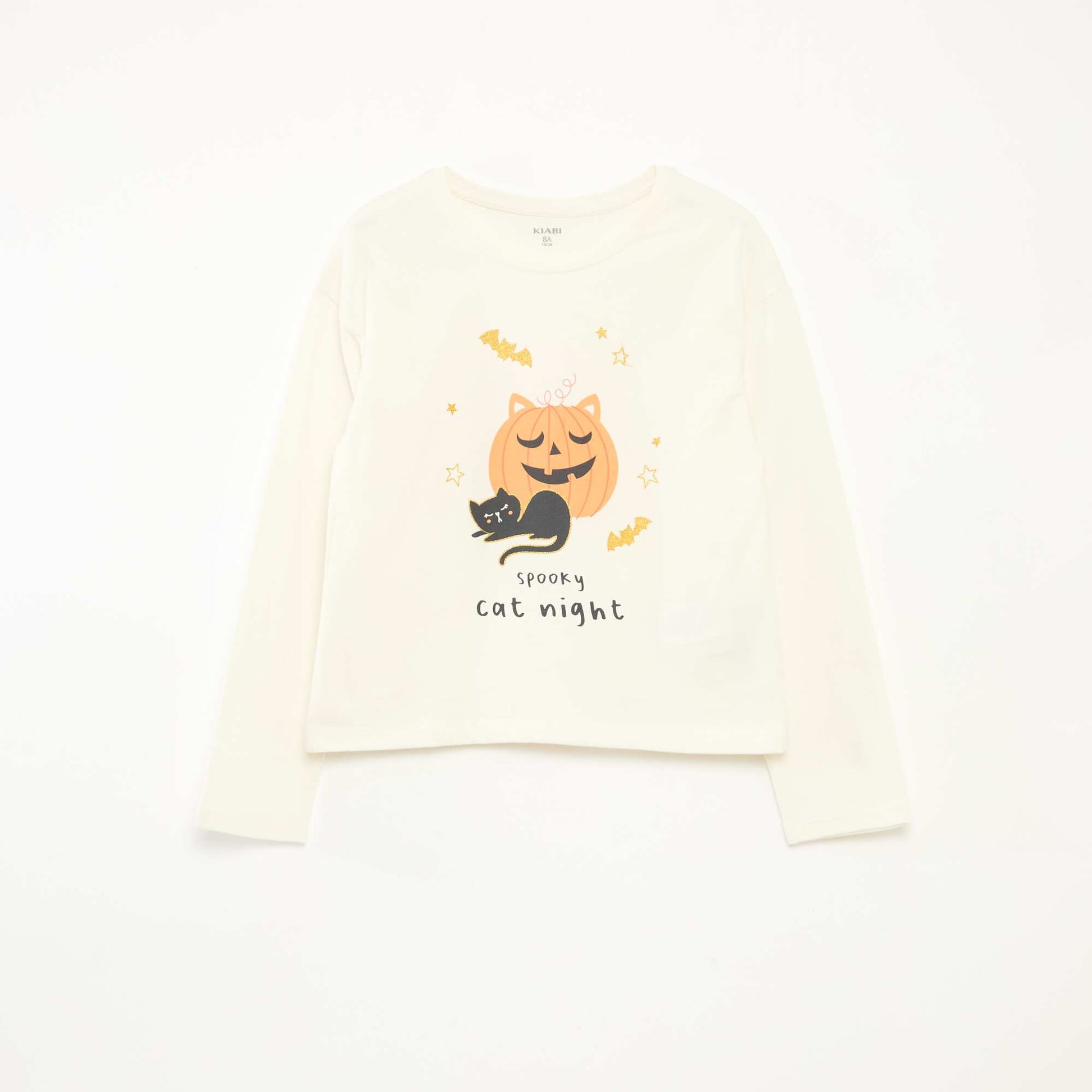 T-shirt imprimé manches longues BLANC