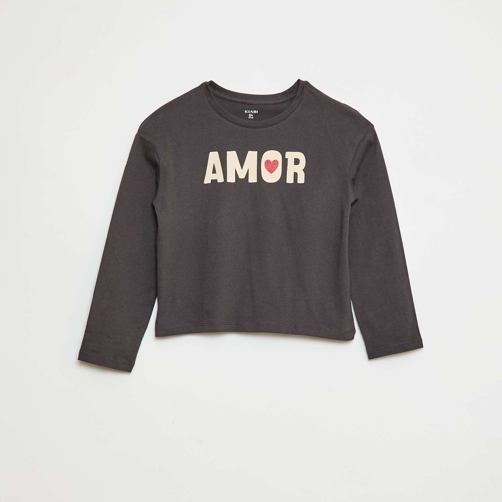 T-shirt imprimé manches longues GRIS