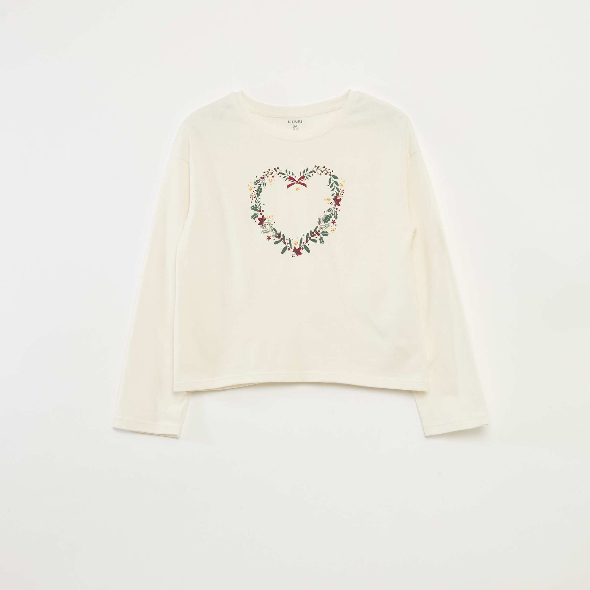 T-shirt imprimé manches longues BEIGE