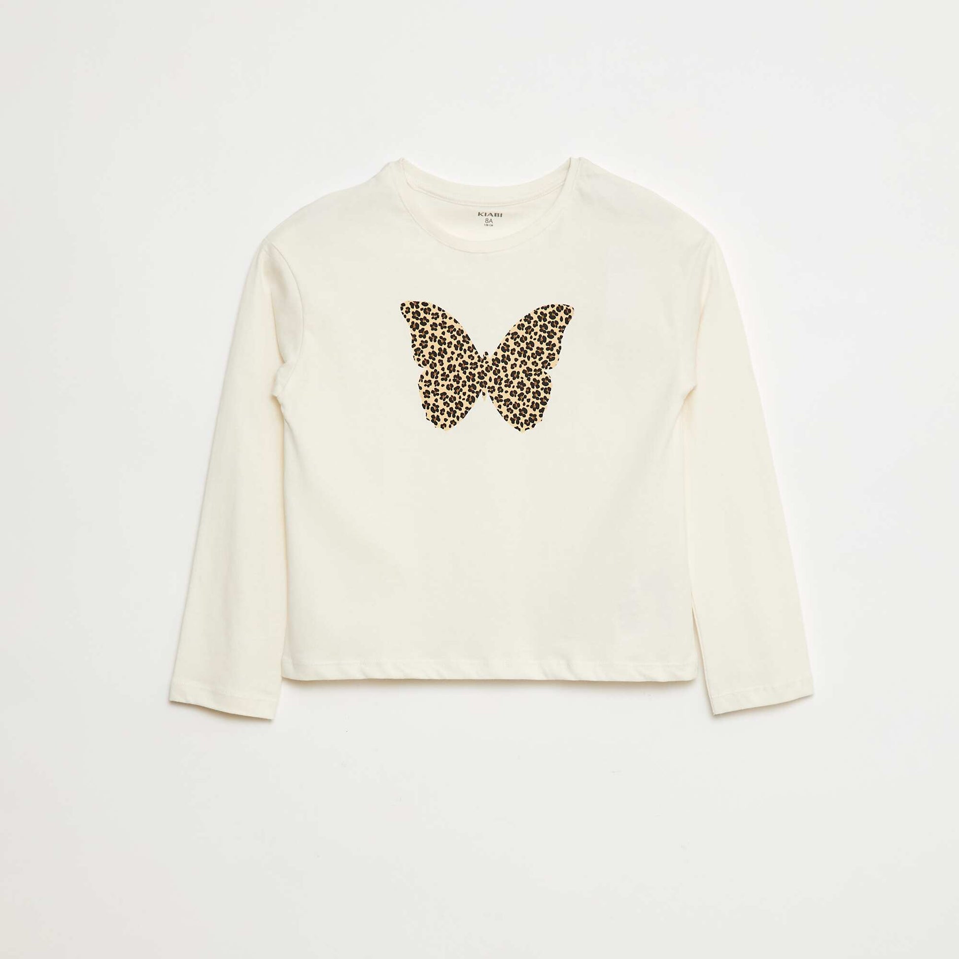 T-shirt imprimé manches longues BLANC