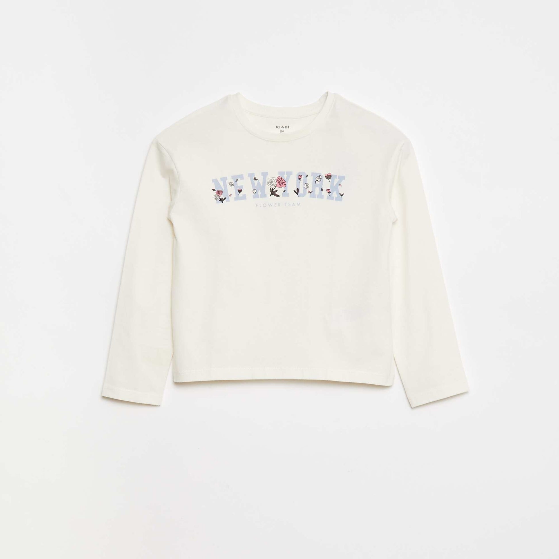 T-shirt imprimé manches longues BLANC