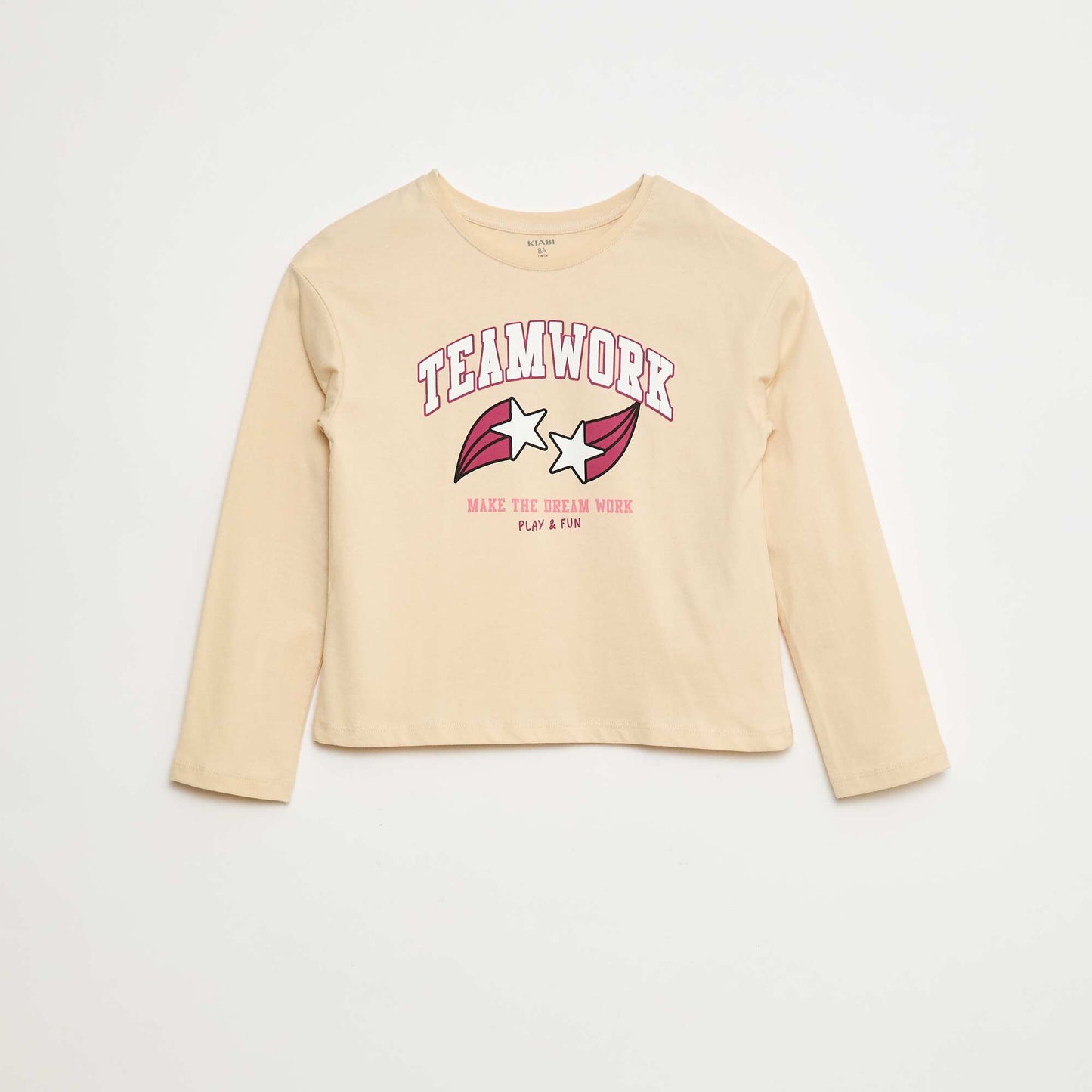 T-shirt imprimé manches longues BEIGE