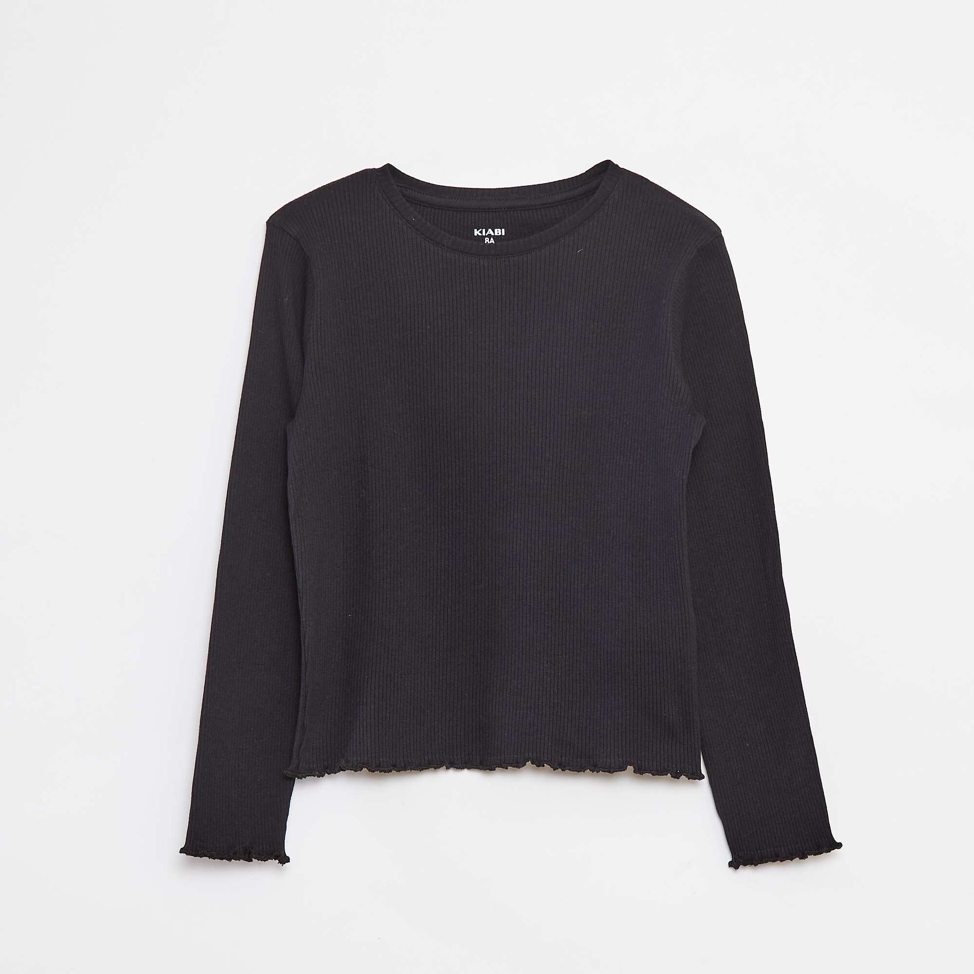 Tee-shirt en maille côtelée NOIR