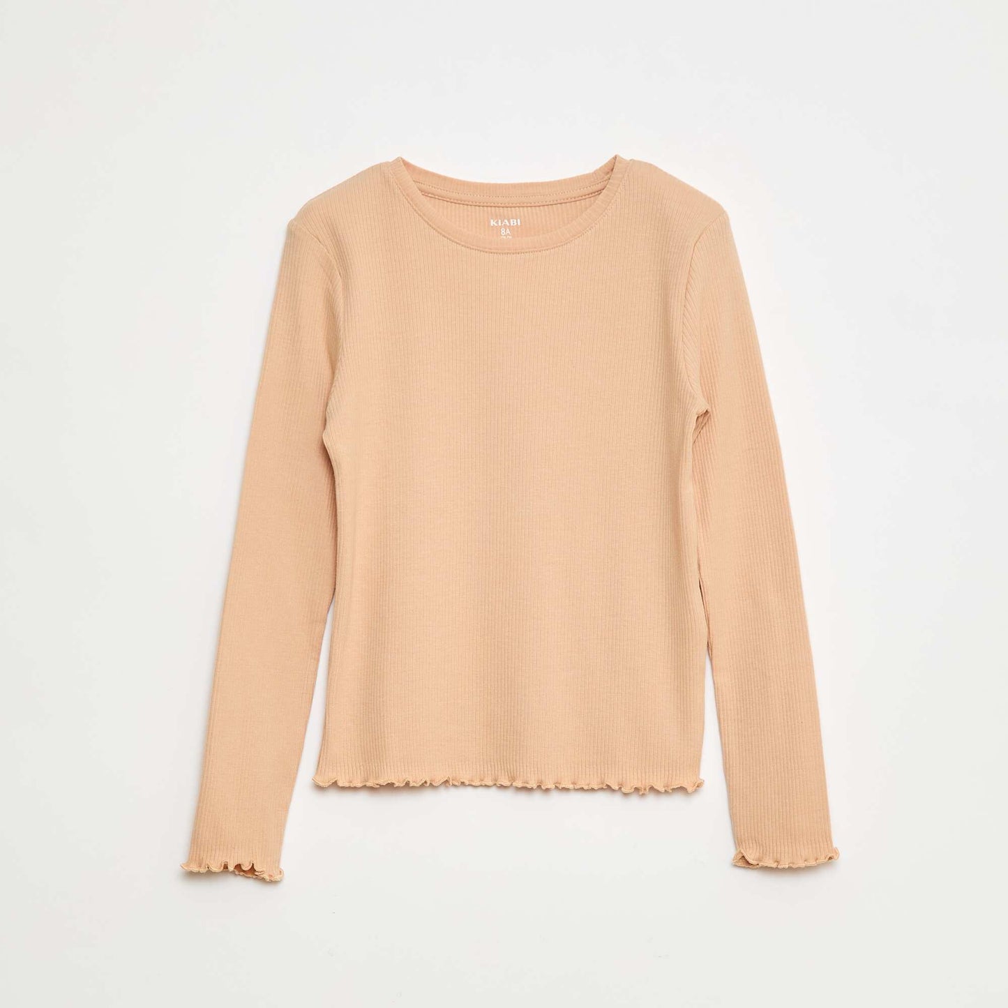 Tee-shirt en maille côtelée BEIGE