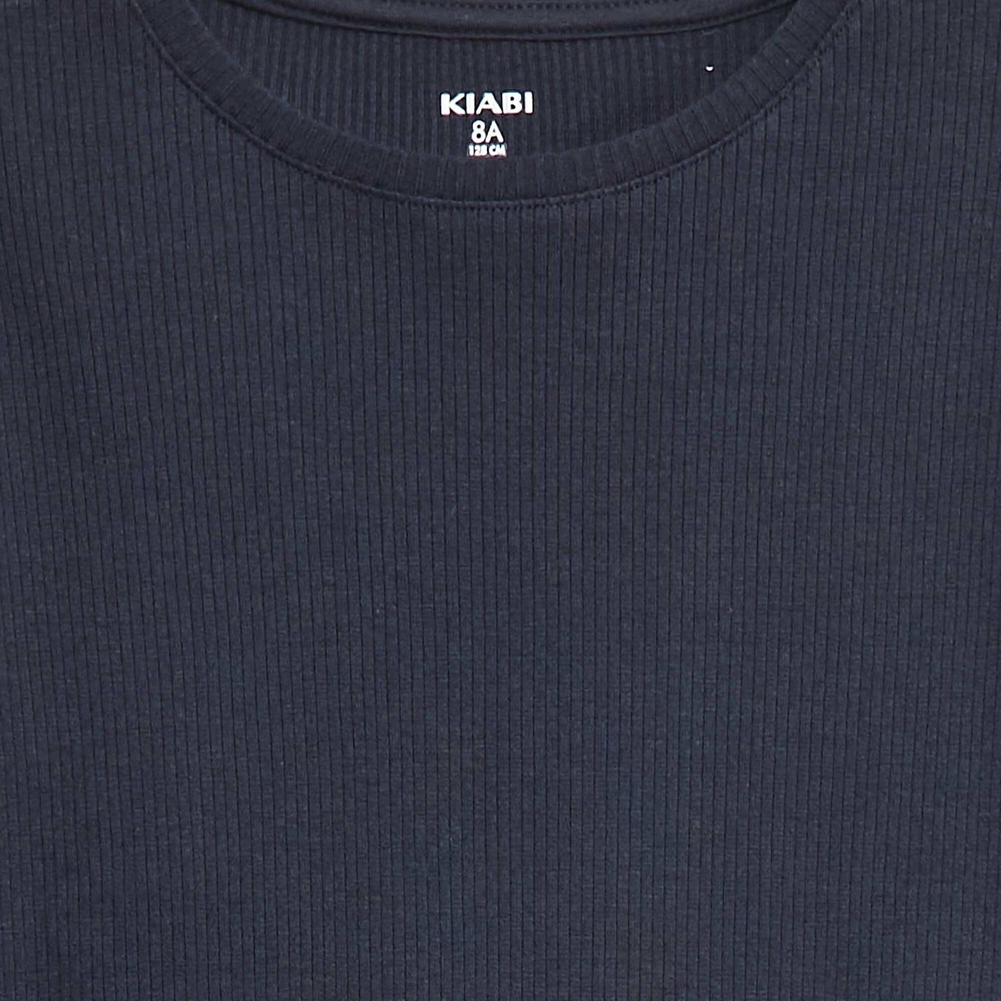 Tee-shirt en maille côtelée BLEU