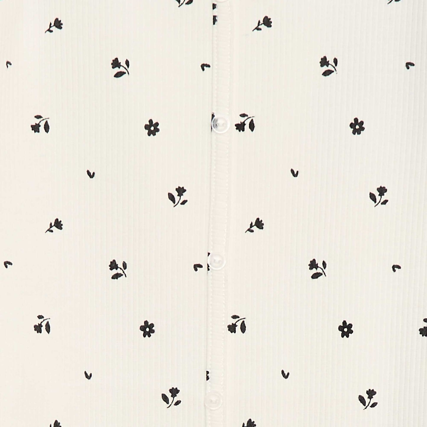 T-shirt côtelé à fleurs BLANC
