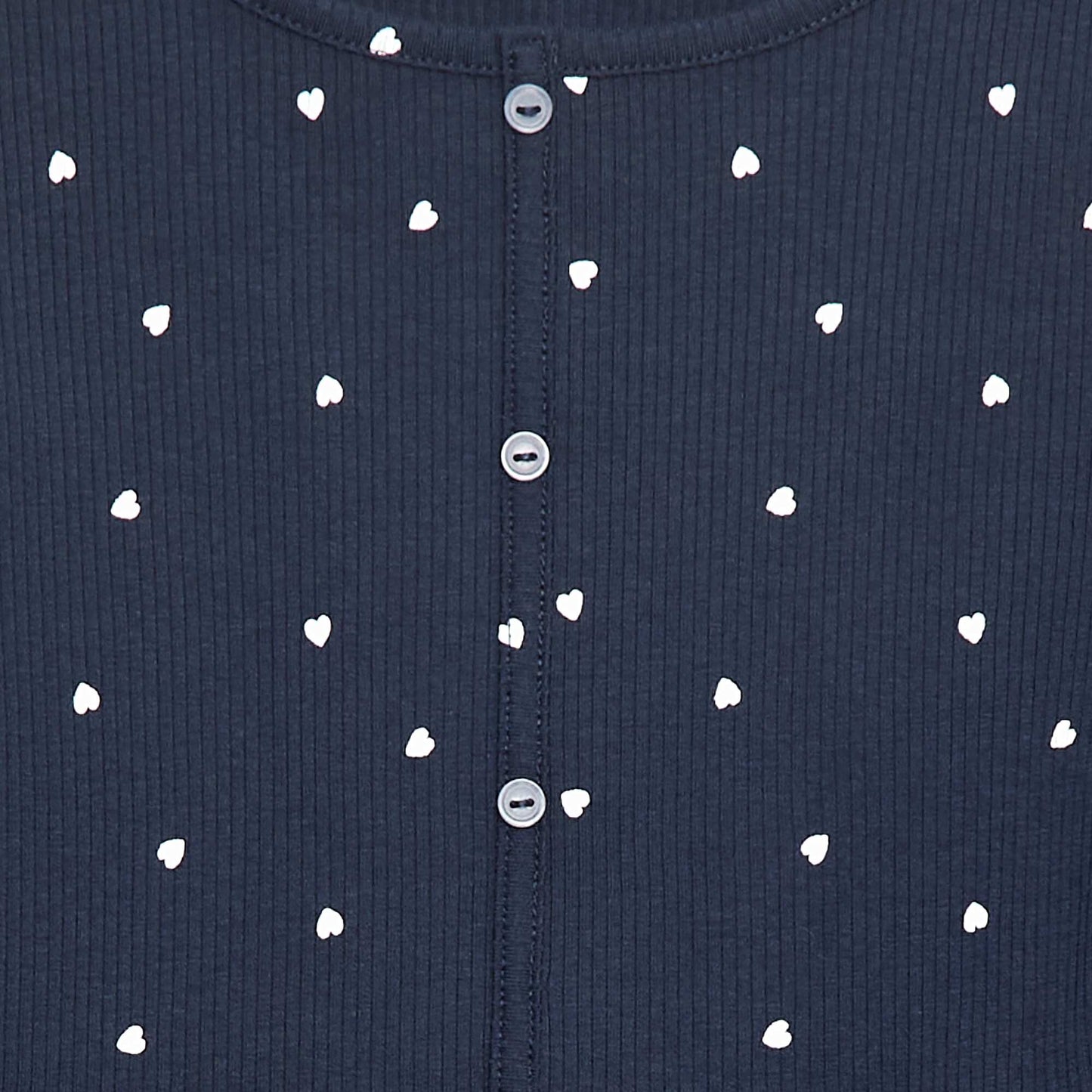 T-shirt côtelé à fleurs BLEU MARINE