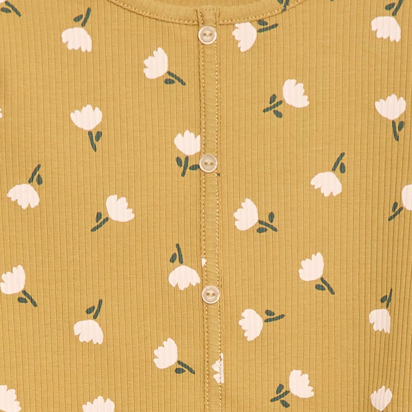 T-shirt côtelé à fleurs JAUNE