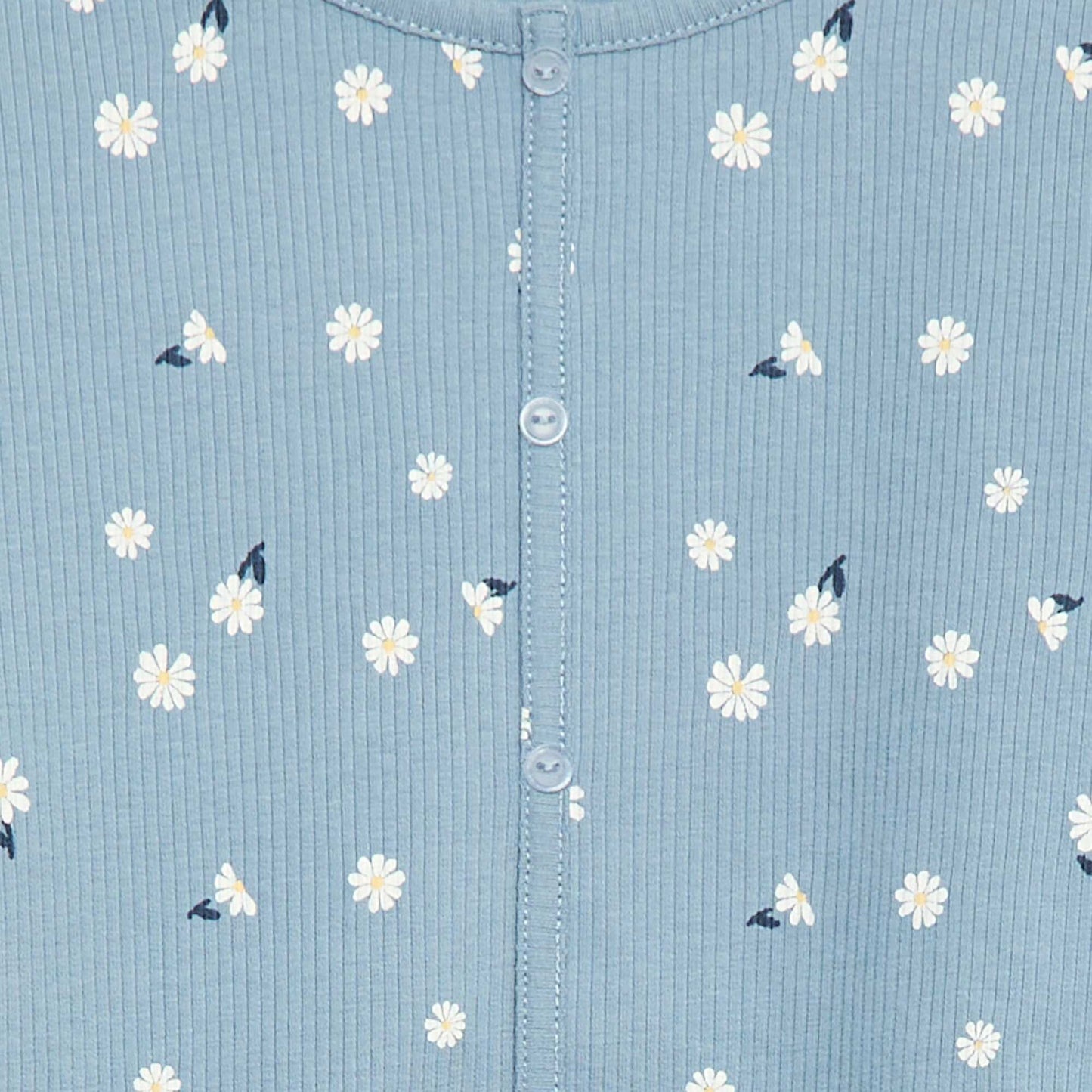 T-shirt côtelé à fleurs BLEU CLAIR