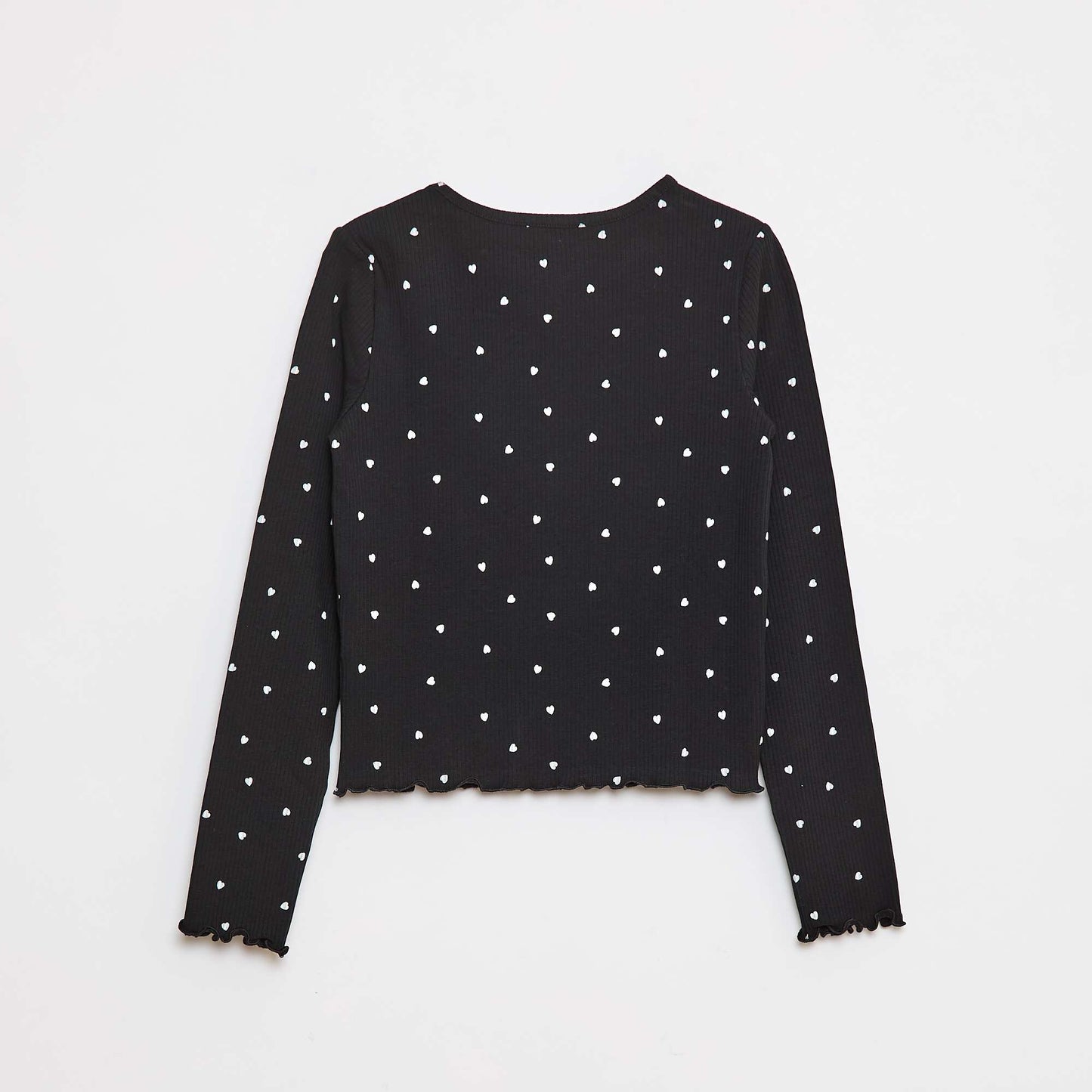 T-shirt côtelé à fleurs NOIR