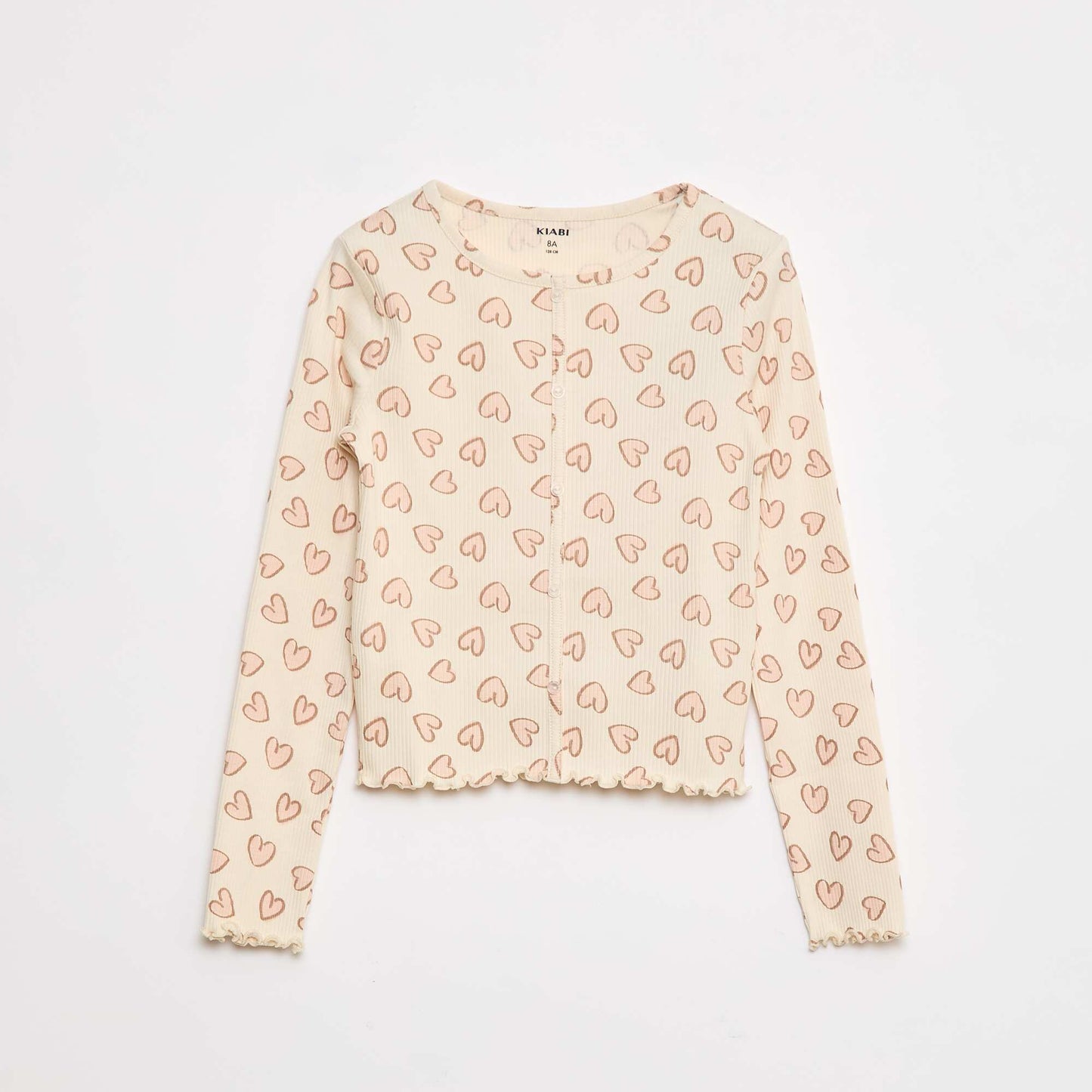 T-shirt côtelé à fleurs BEIGE