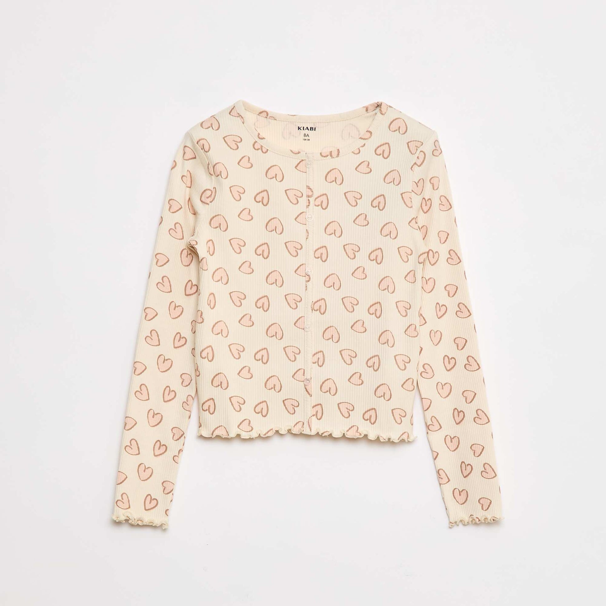 T-shirt côtelé à fleurs BEIGE