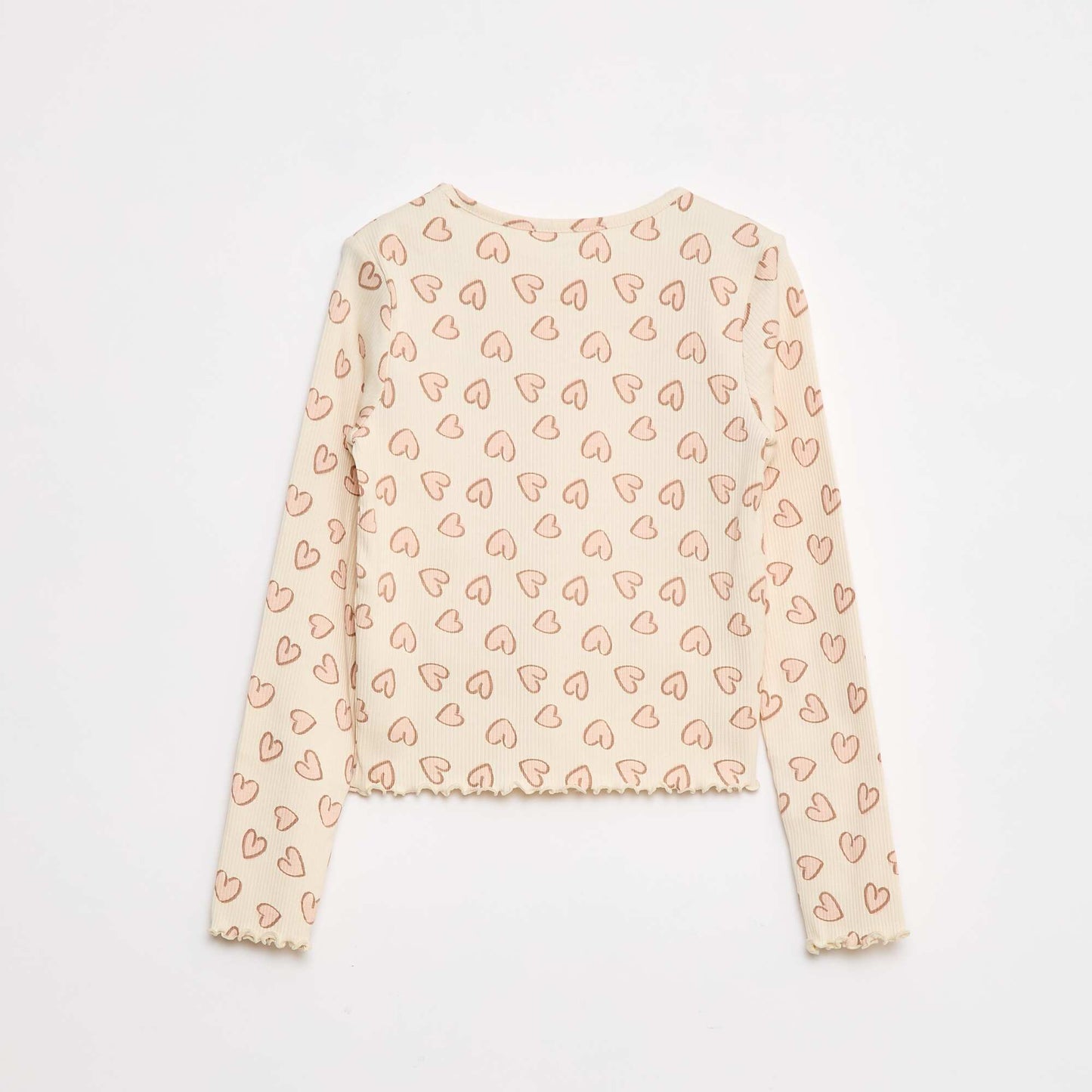 T-shirt côtelé à fleurs BEIGE