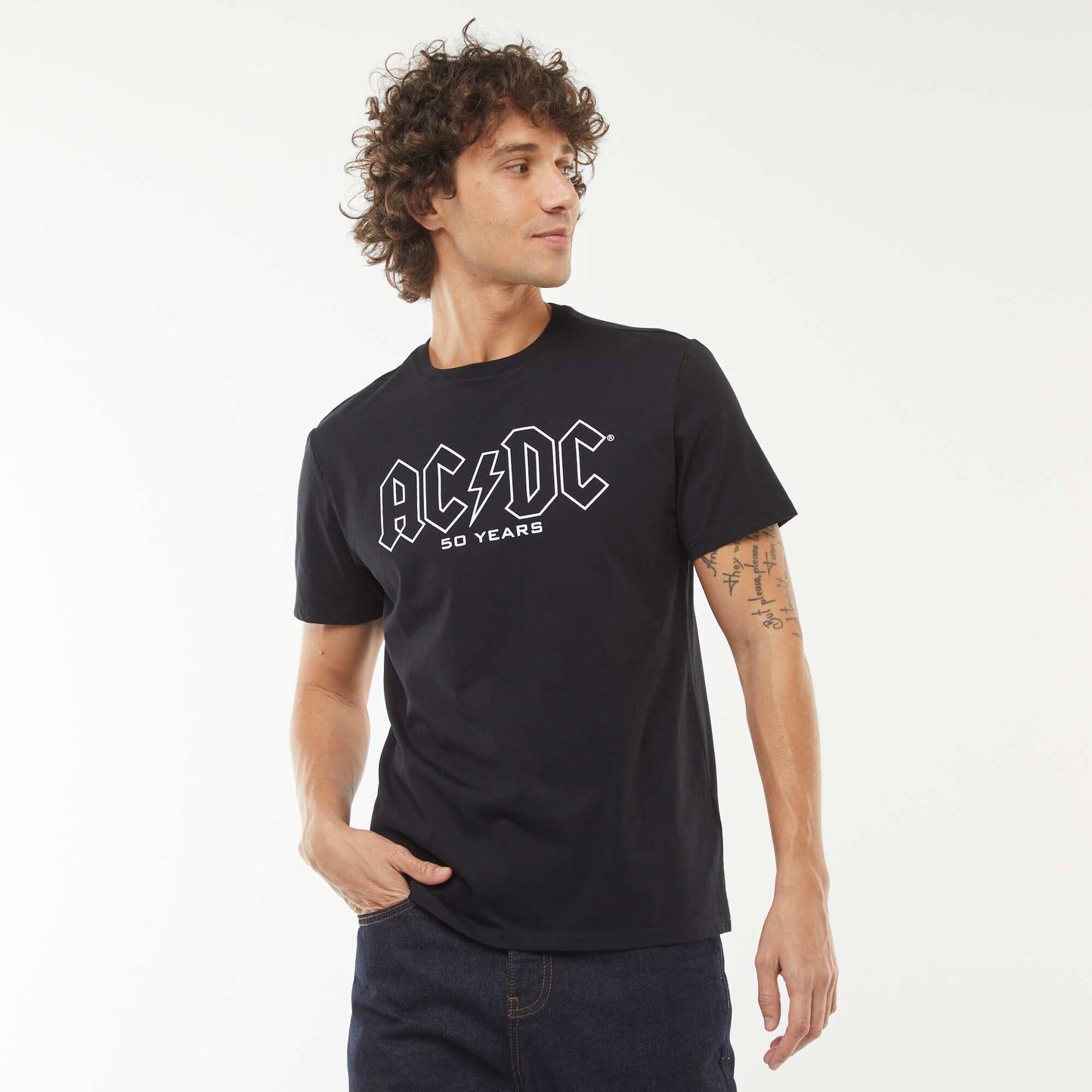 T-shirt imprimé 'AC/DC' manches courtes NOIR