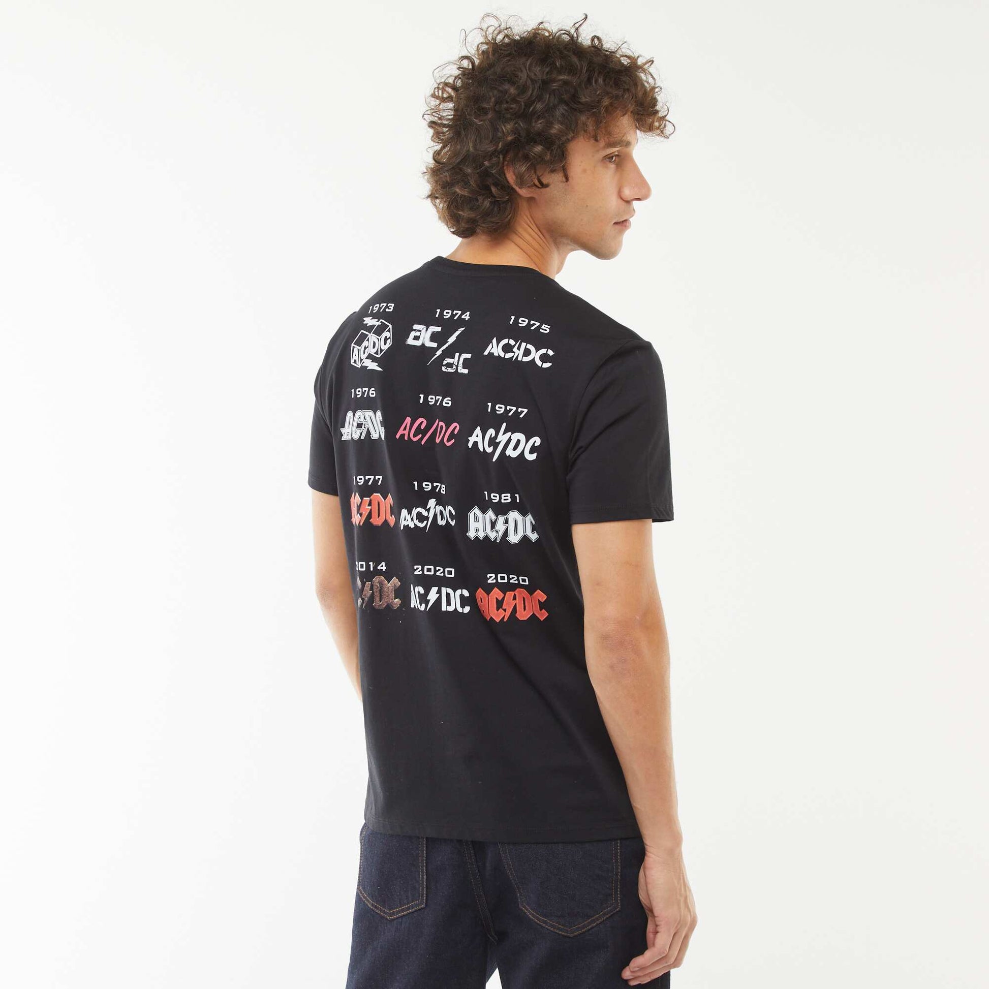 T-shirt imprimé 'AC/DC' manches courtes NOIR