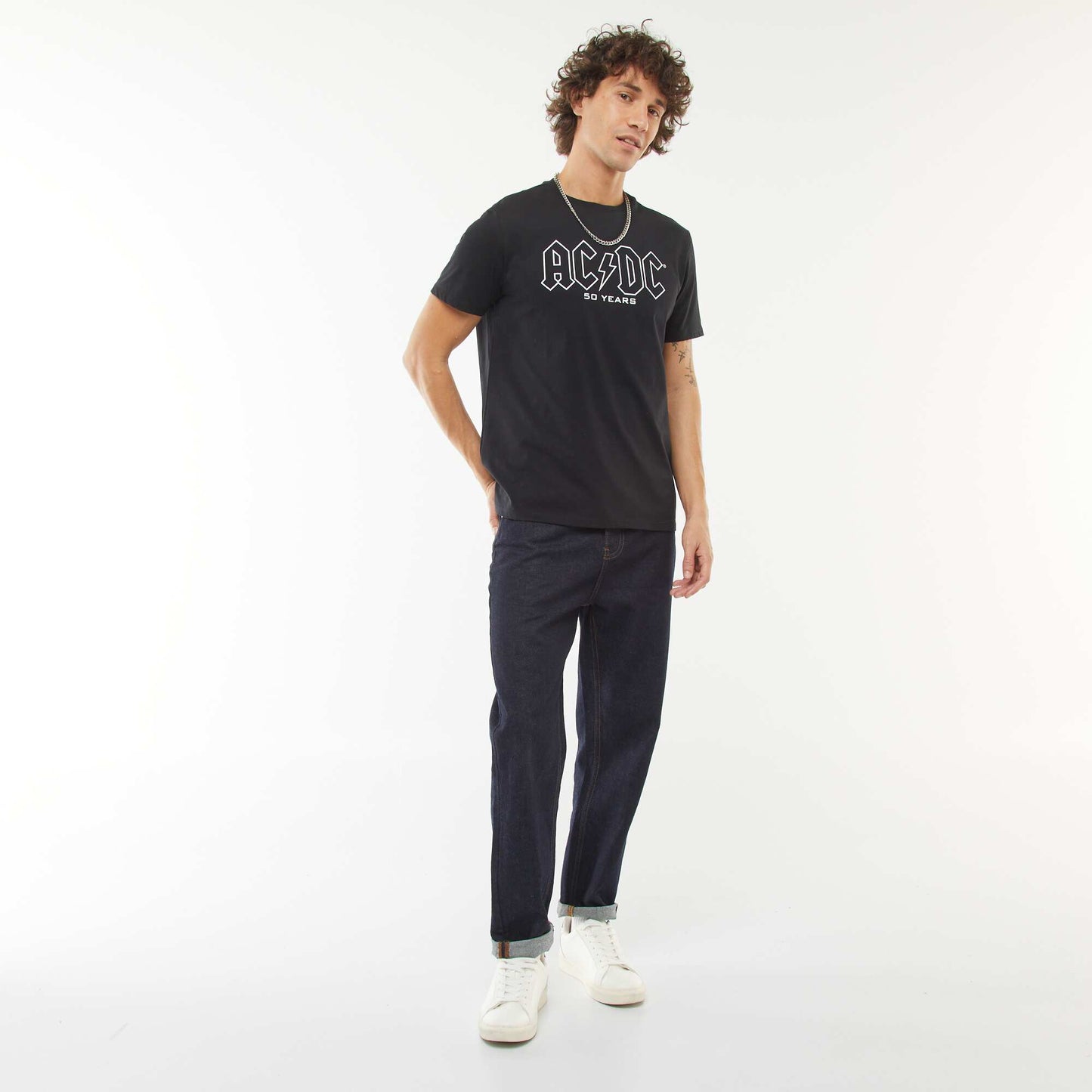 T-shirt imprimé 'AC/DC' manches courtes NOIR