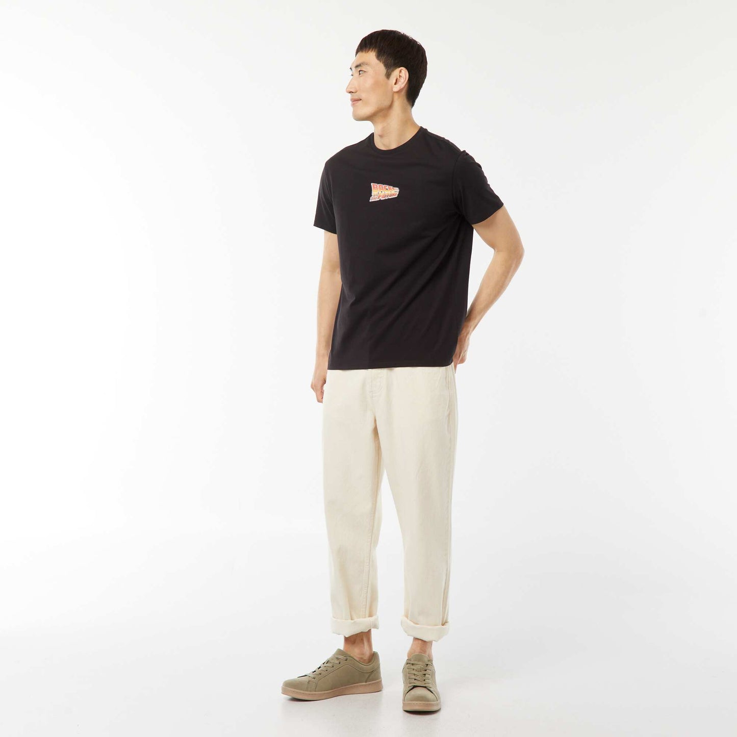 T-shirt 'Retour vers le futur' imprimé recto/verso NOIR