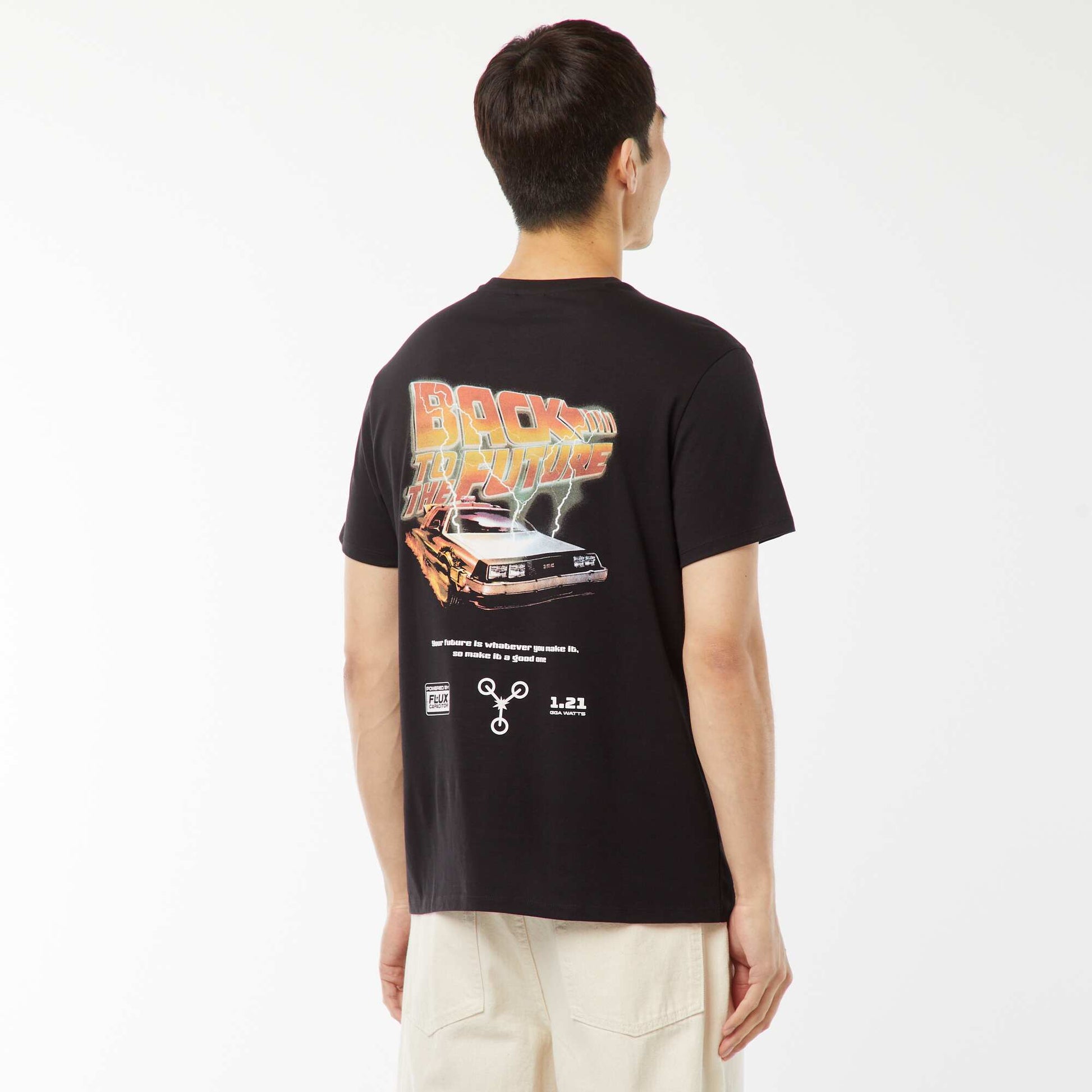 T-shirt 'Retour vers le futur' imprimé recto/verso NOIR