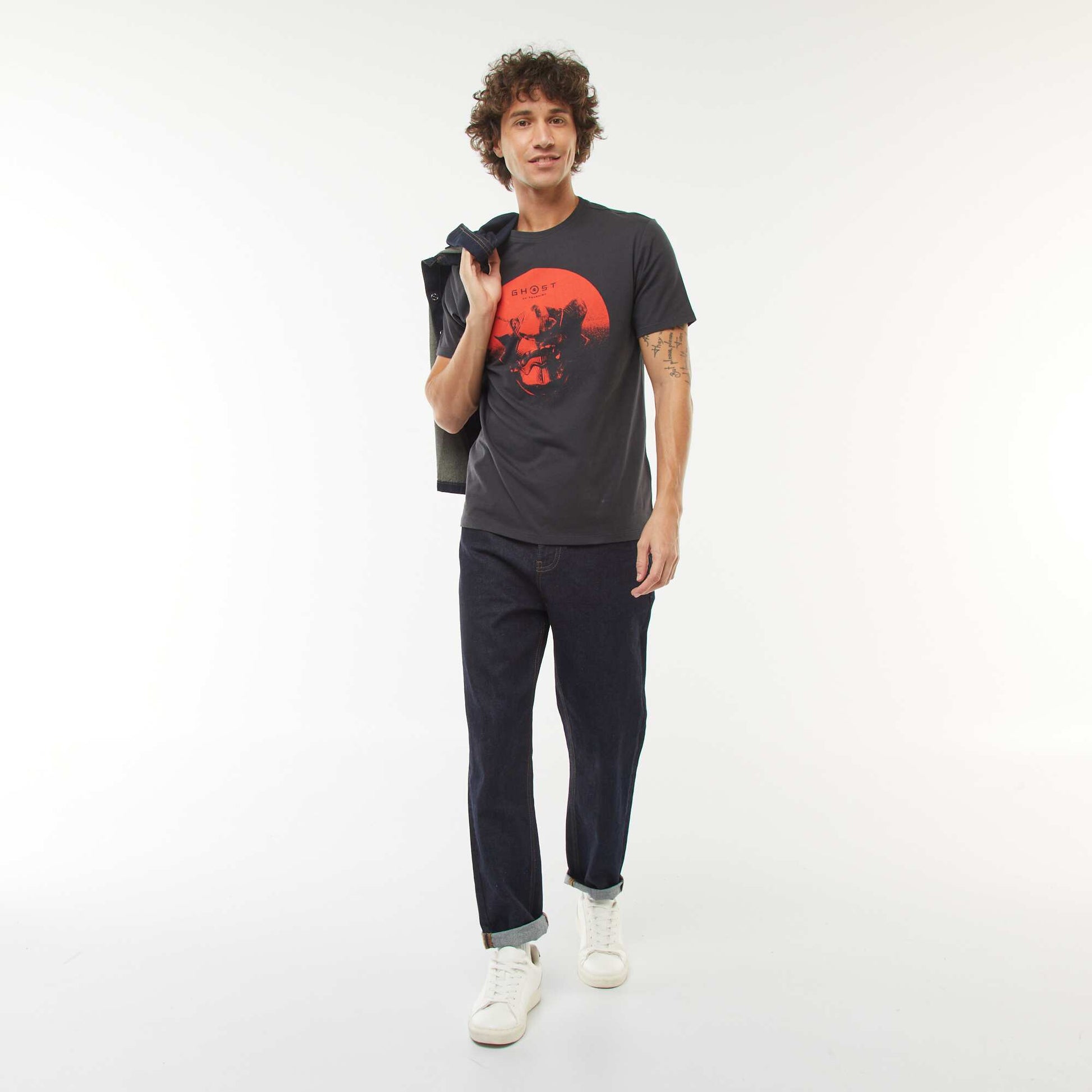 T-shirt 'Ghost of Tsushima' manches courtes NOIR